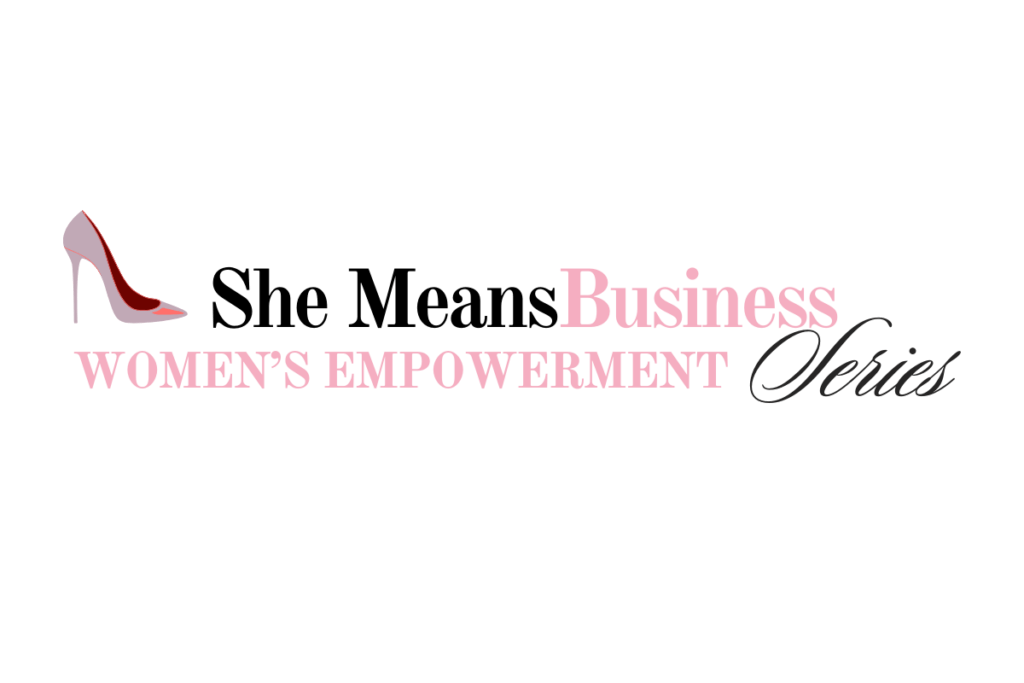 Copy of She Means Business Logo (Long ways bright pink) for sticker