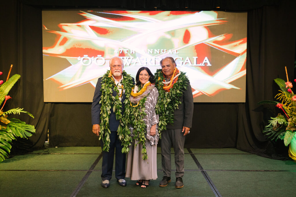 Celebrating the 2024 ‘Ō‘ō Award honorees: Paula Lynn Ka‘iulani Akana, Corbett Aaron Kamoha’ikiokalani Kalama, and Thomas Keali'i'aimoku McClellan—leaders inspiring future generations