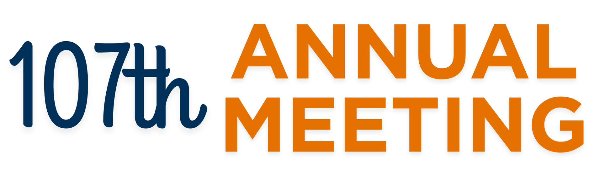 107th Annual Meeting Logo, Navy and Orange text