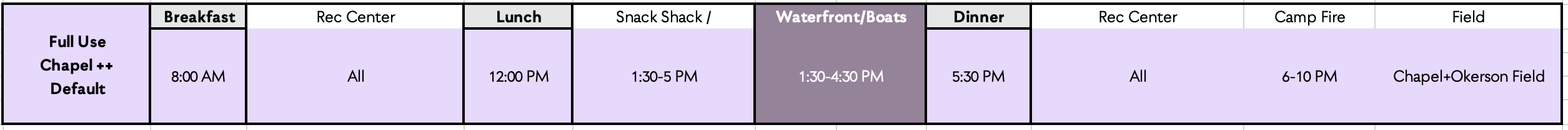 Full Use Schedule 2026