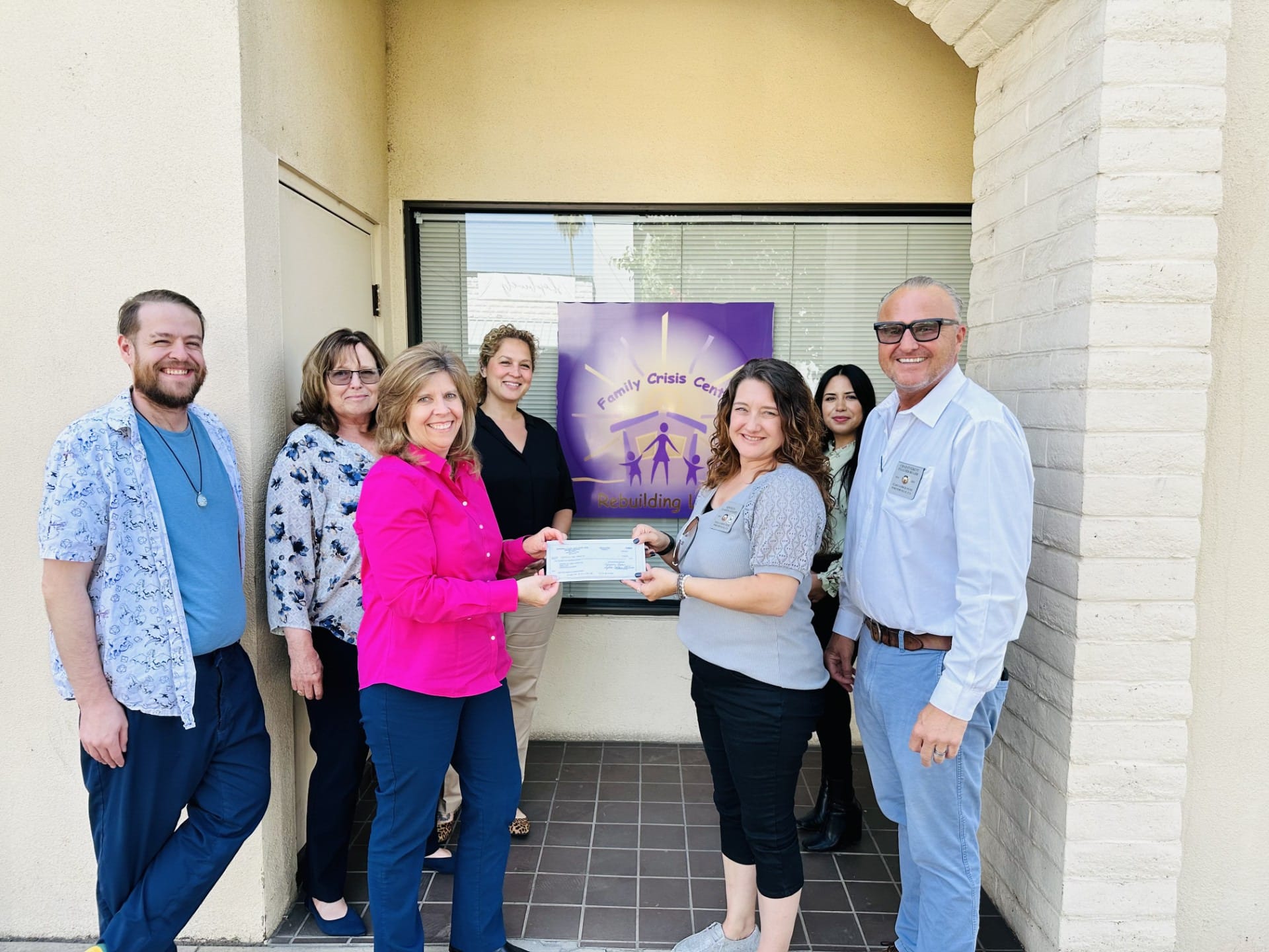 Porterville $2500 Gratitude Grant 2023/2024 recipient Central CA Family Crisis Center. Presented to Mary Culvert and staff by Porterville Elks #1342 President Chad Everett and Vice President Kim Silva.