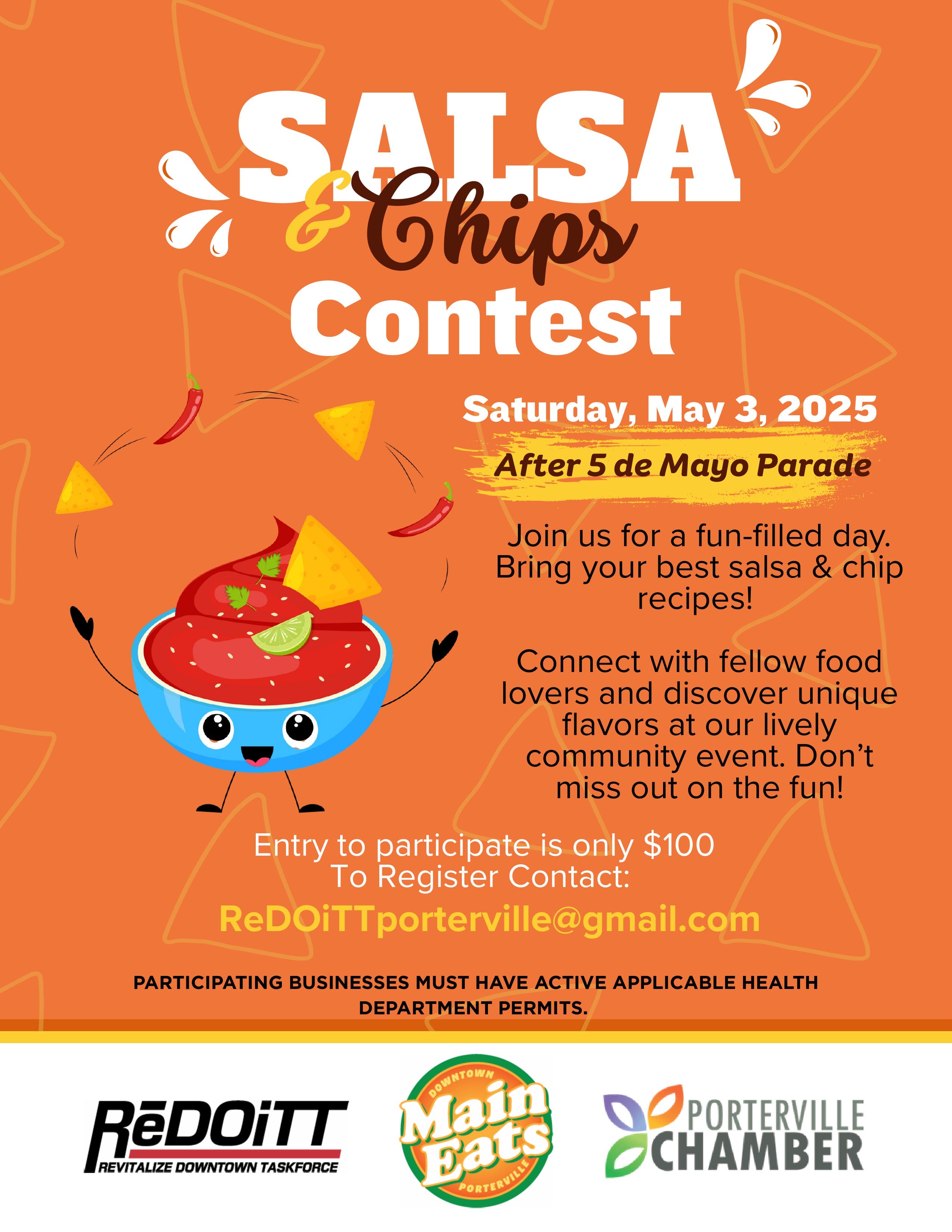 Existing businesses with an active applicalble health department permits are encouraged to sign up. Entry to participate is only $100 (1)