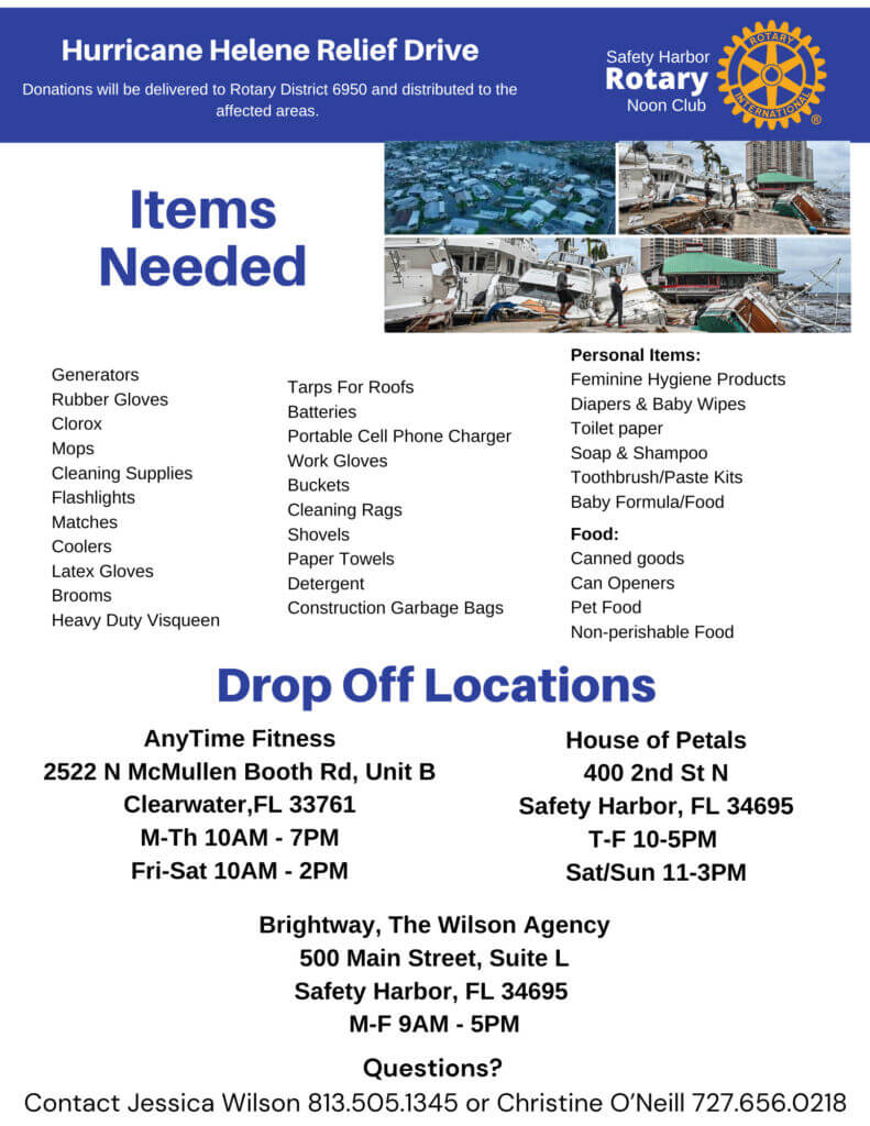 Hurricane Relief Flyer _ Helene Rotary at Noon