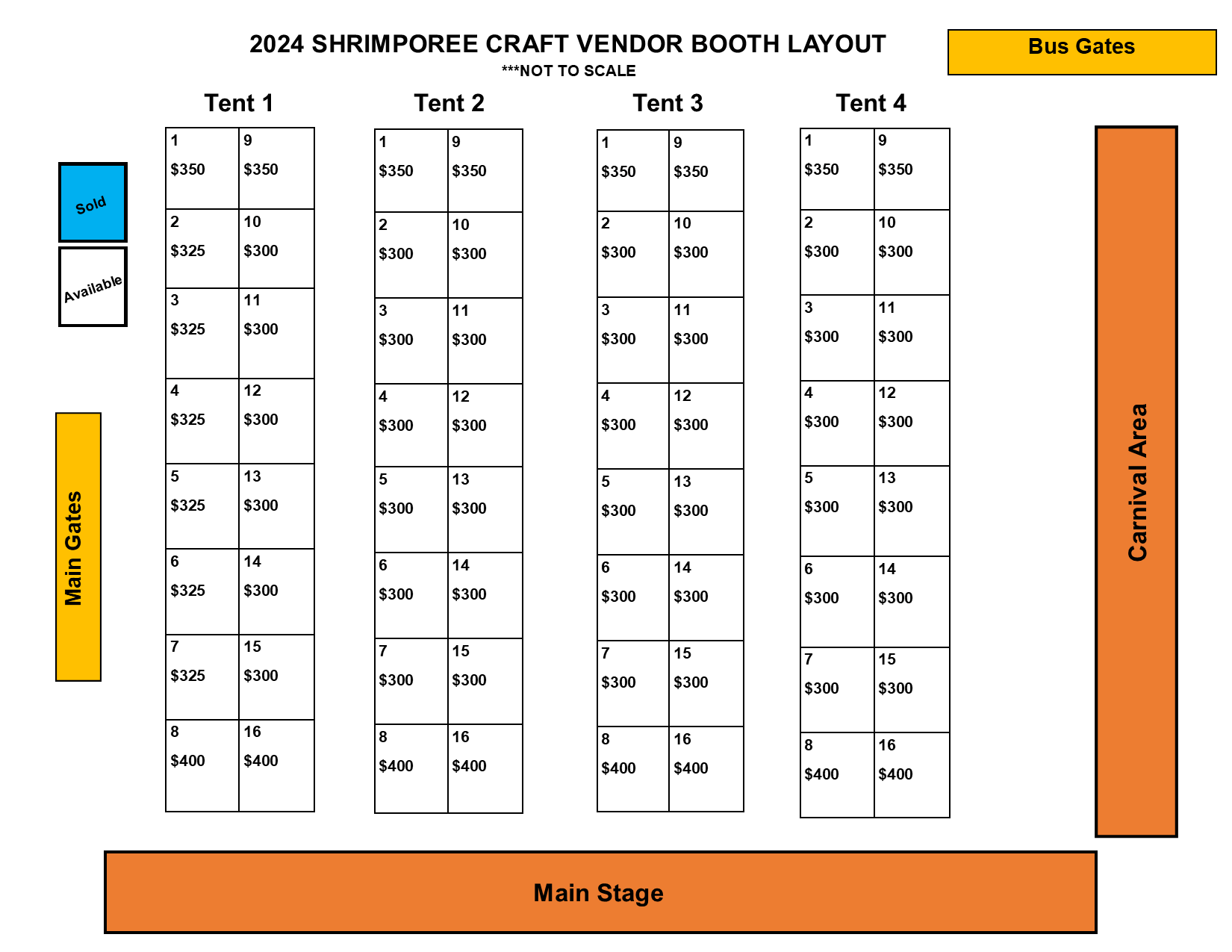 2024 Available Craft Vendor Booths 2-7-24