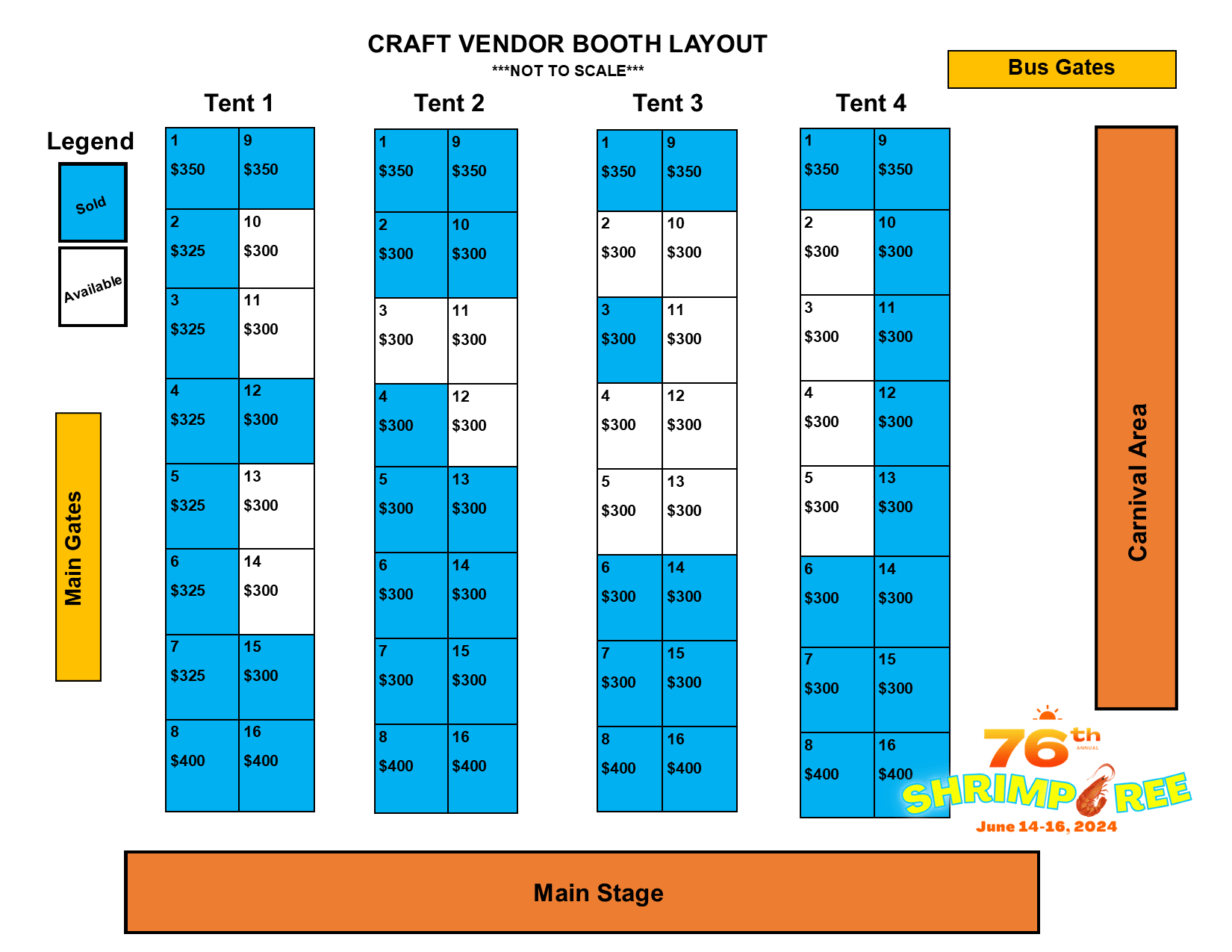 2024 Available Craft Vendor Booths 4-22-24