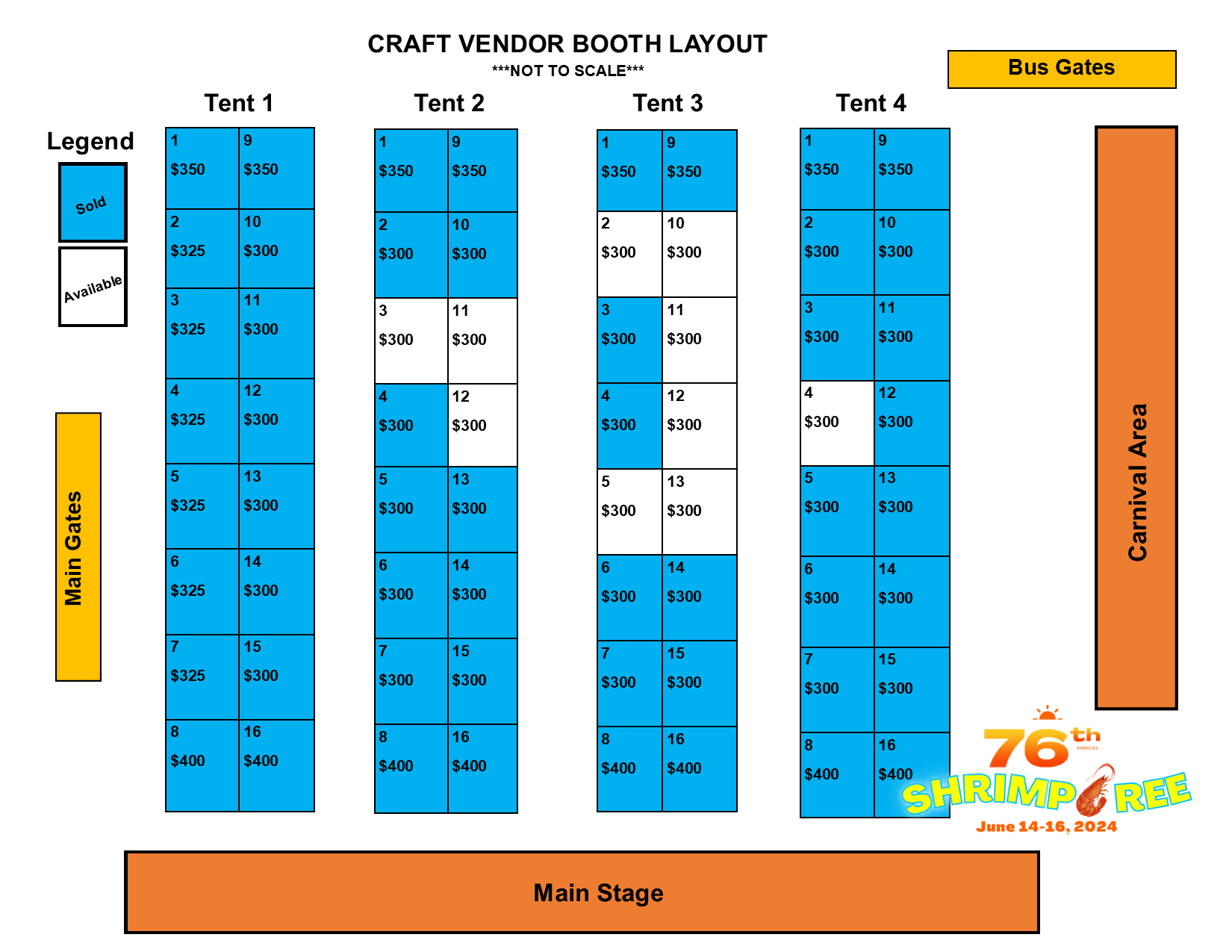 2024 Available Craft Vendor Booths 5-1-24