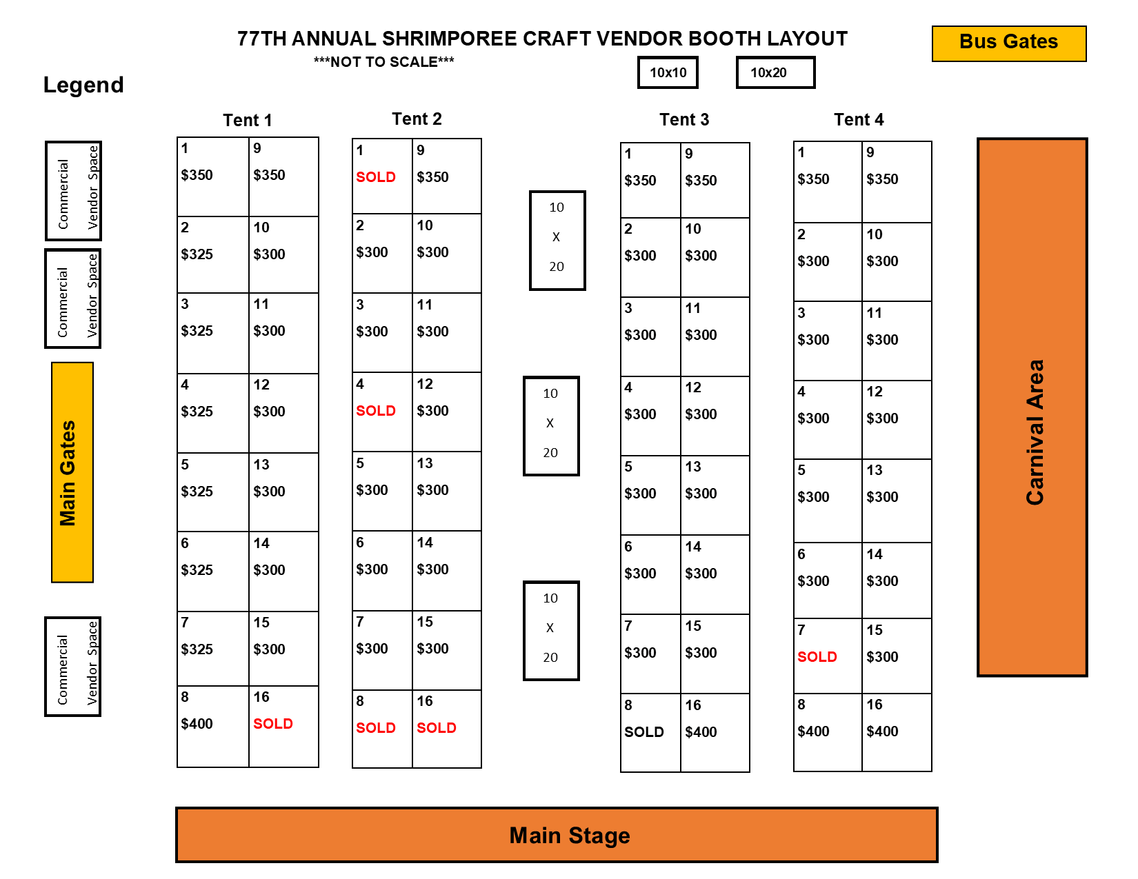 2025 Available Craft Vendor Booths Layout 5.12.25