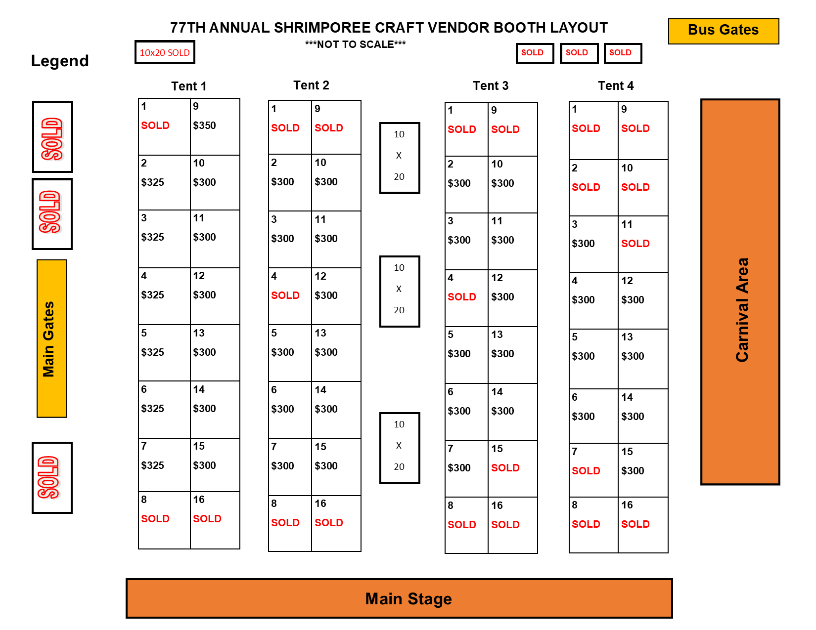 2025 Available Craft Vendor Booths Layout 7.25 2025 Available Craft Vendor Booths Layout 7.25