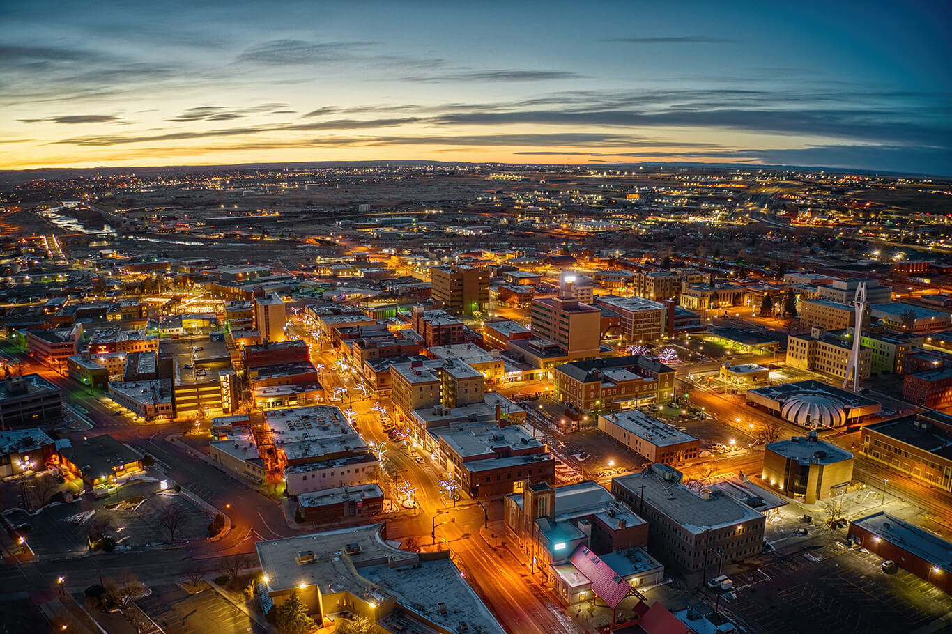 Aerial View of Downtown Casper, Wyoming