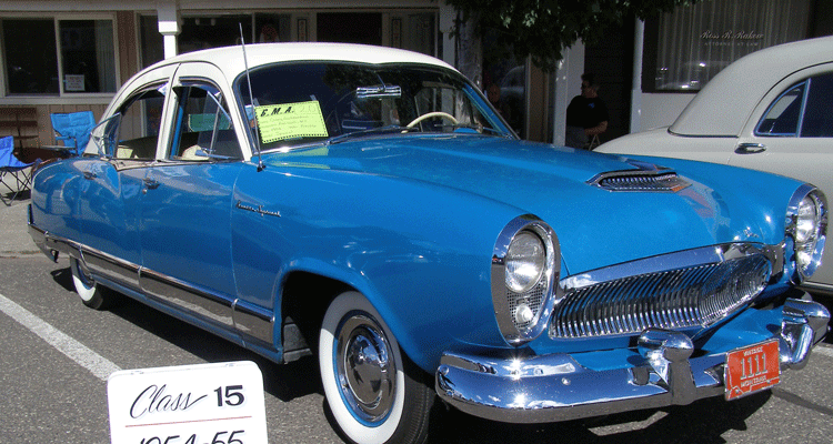 shiny classic car on display