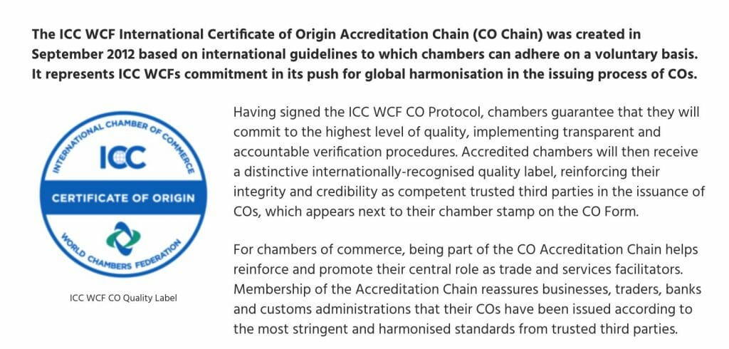Certificate of Origin ICC