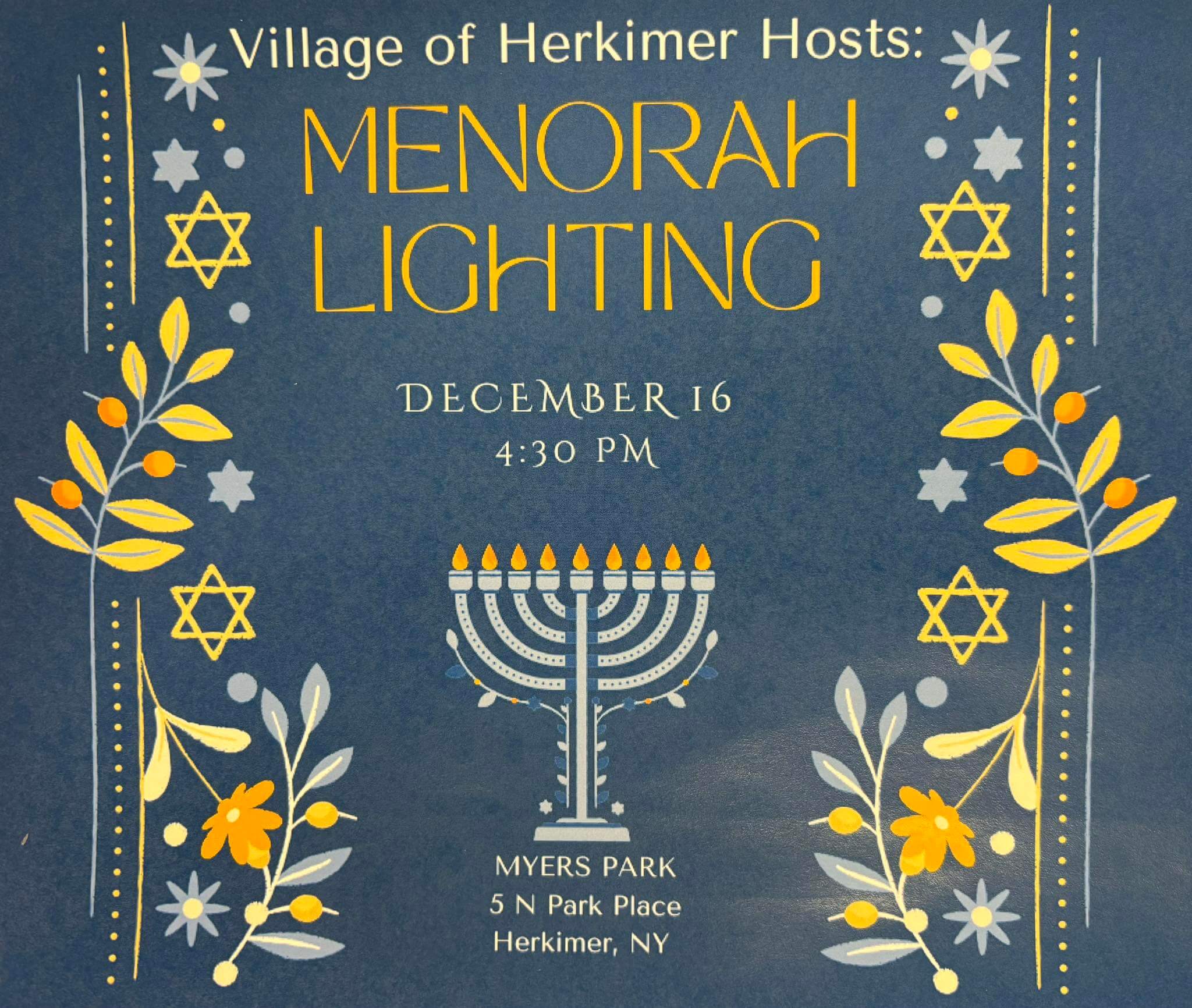Herkimer Menorah Lighting 12.16