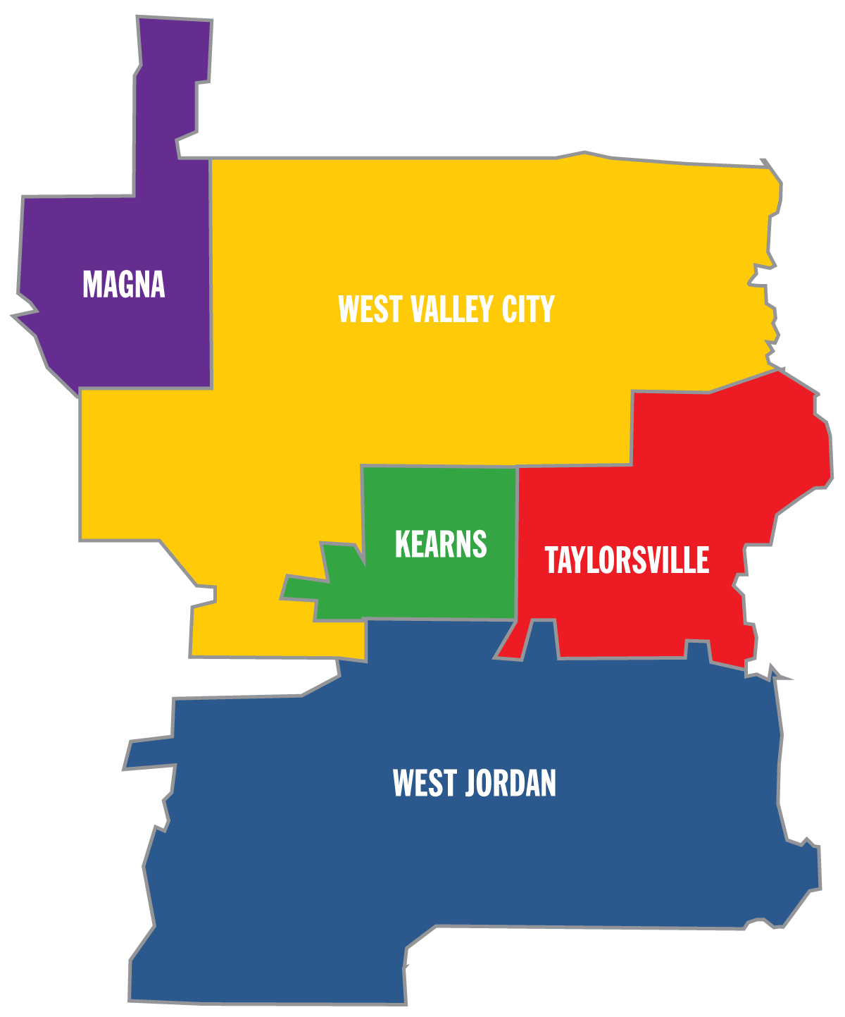 All 5 Cities colored in - ChamberWest Footprint