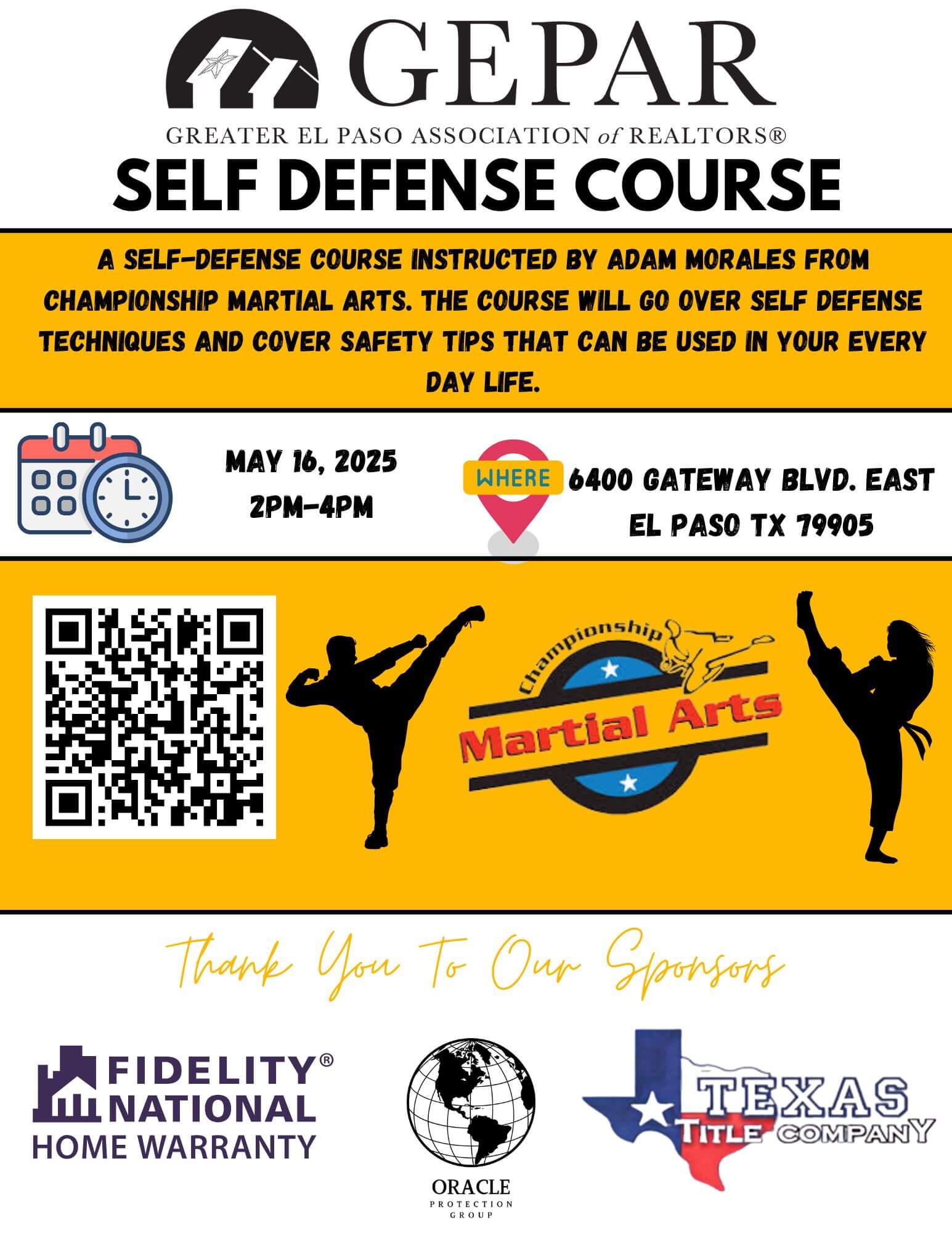 Self Defense May 16 Flyer