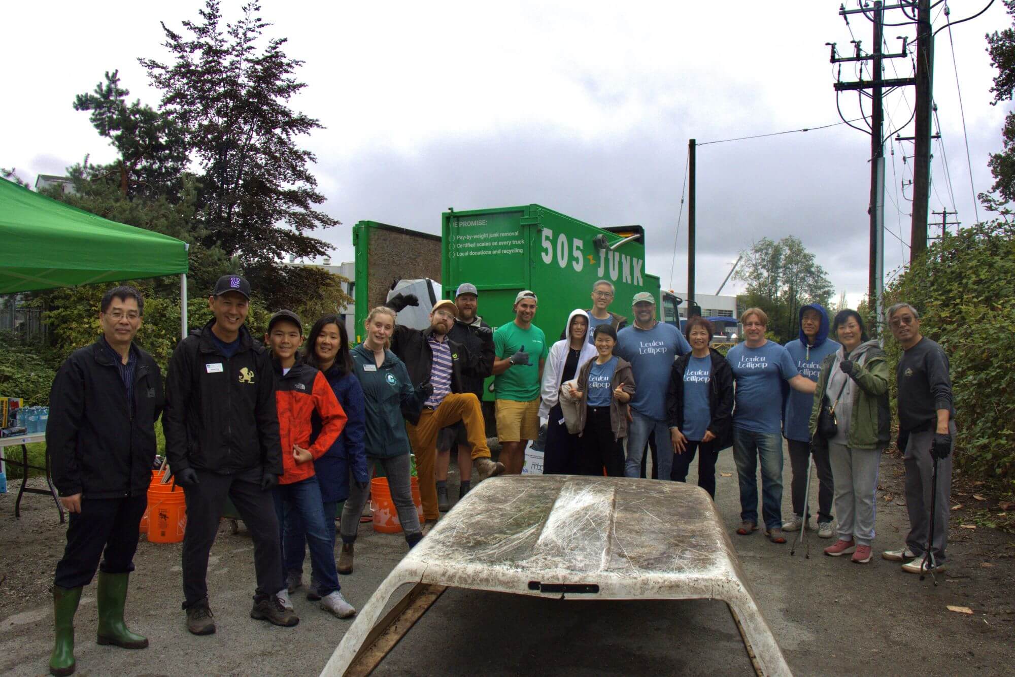 Some of the volunteers and organizers at the Shoreline Cleanup’s River Road location. Photo Credit - Ting Chen