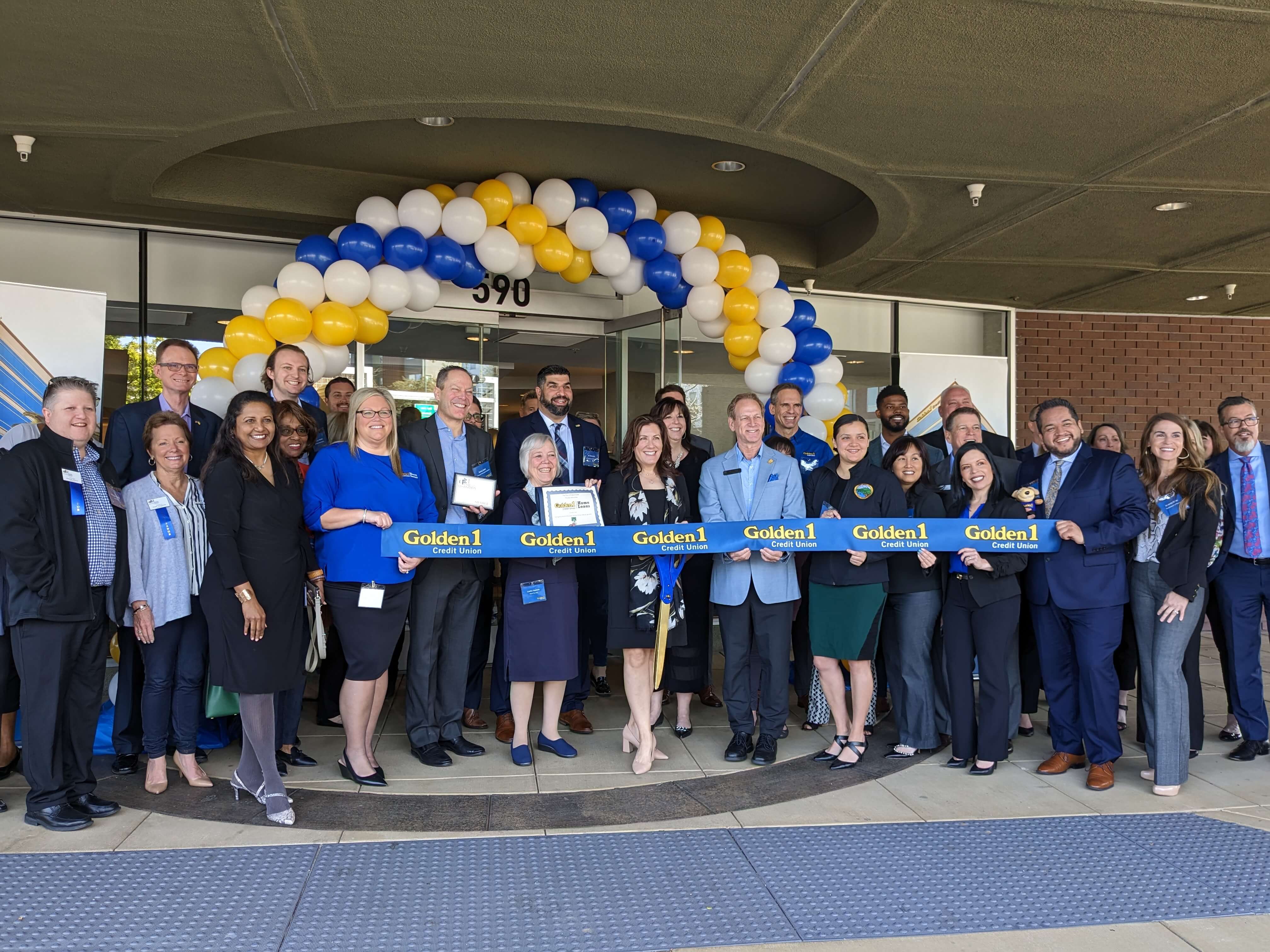 Group gathered for the Golden 1 Credit Union Ribbon Cutting Ceremony