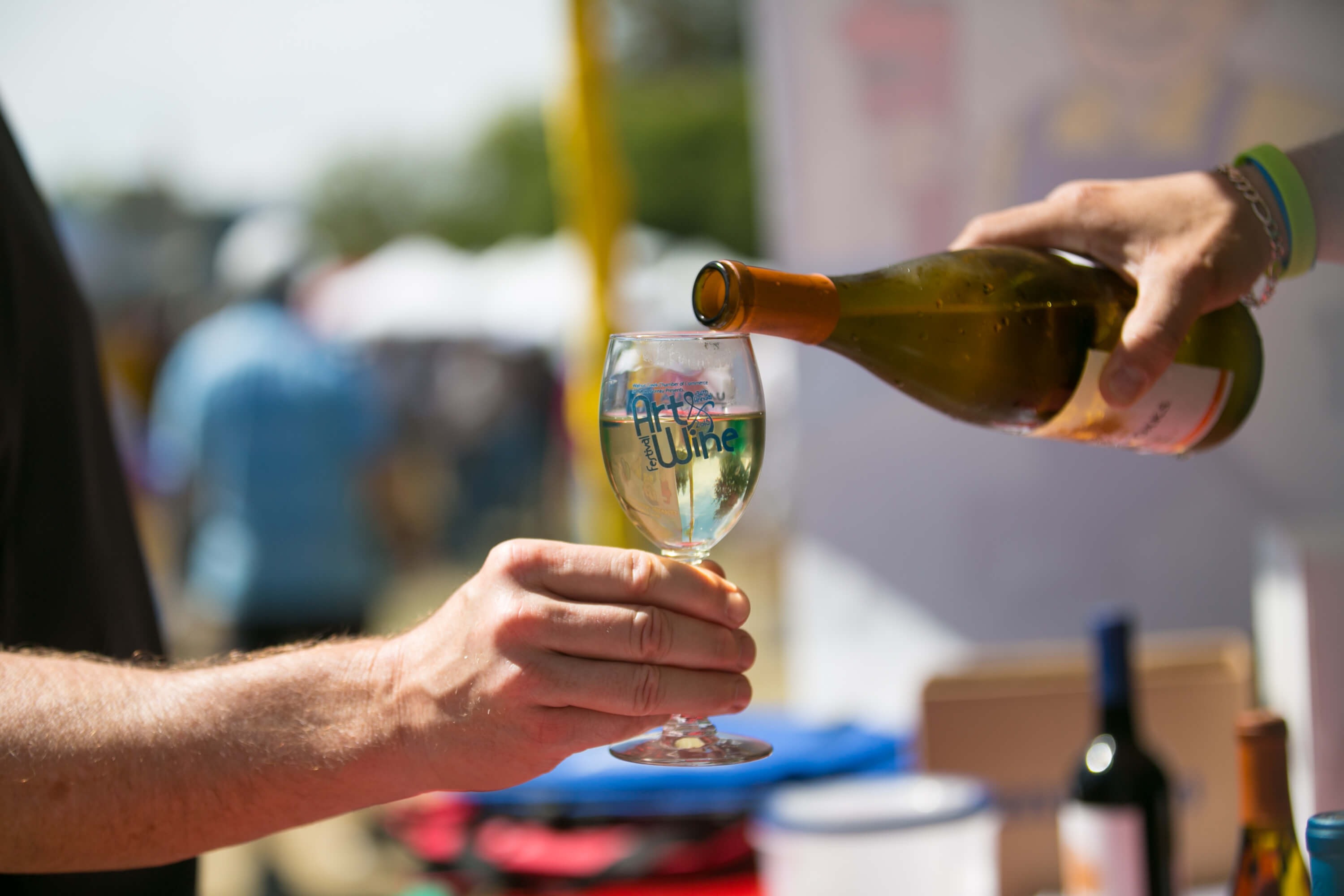Close-up of wine pour at Art & Wine Festival