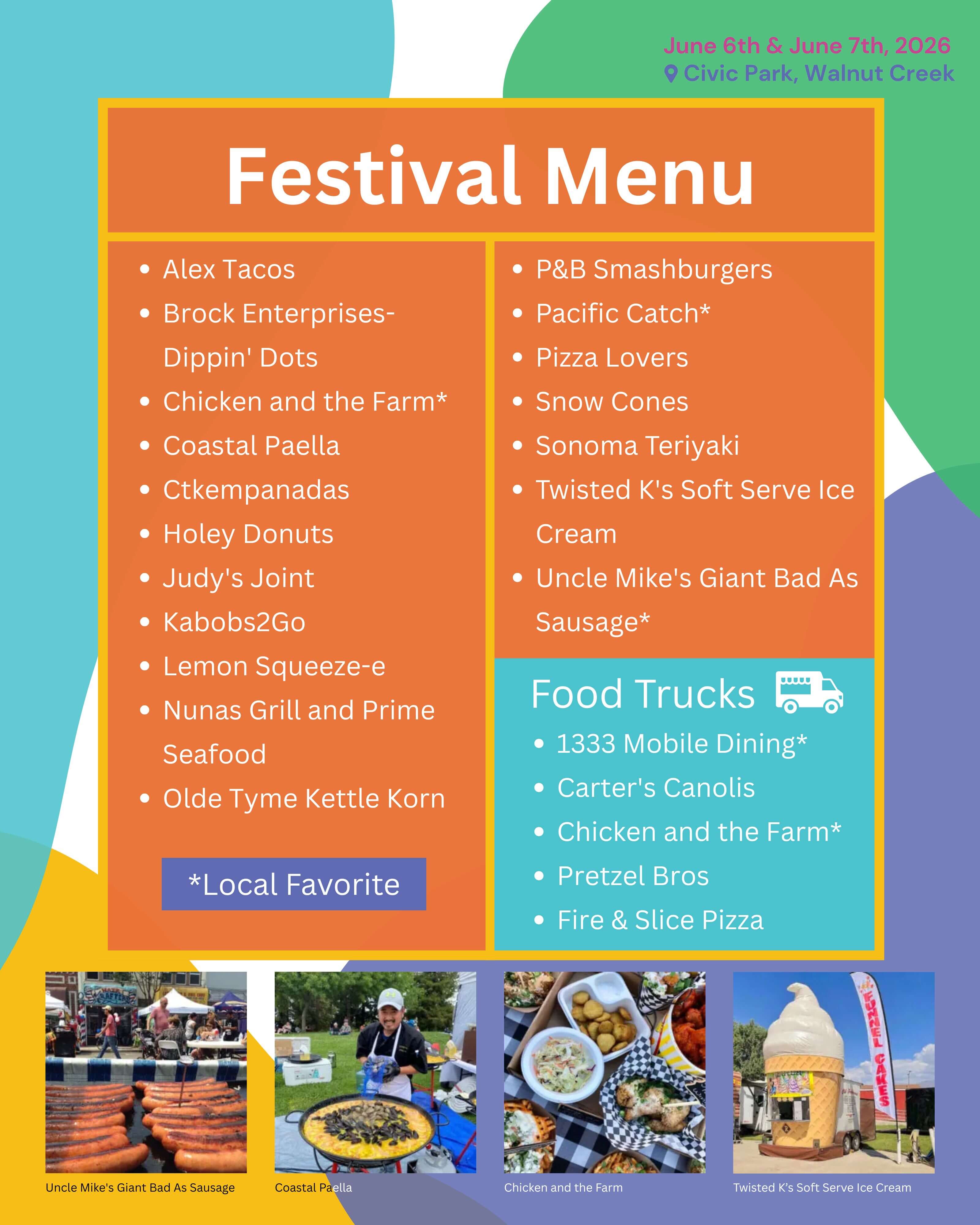 2026 Art and Wine Food Menu