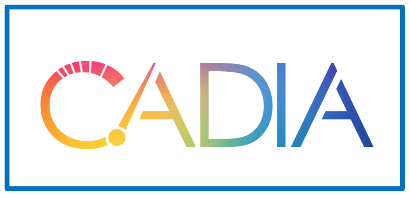 cadia pride logo with rainbow colors