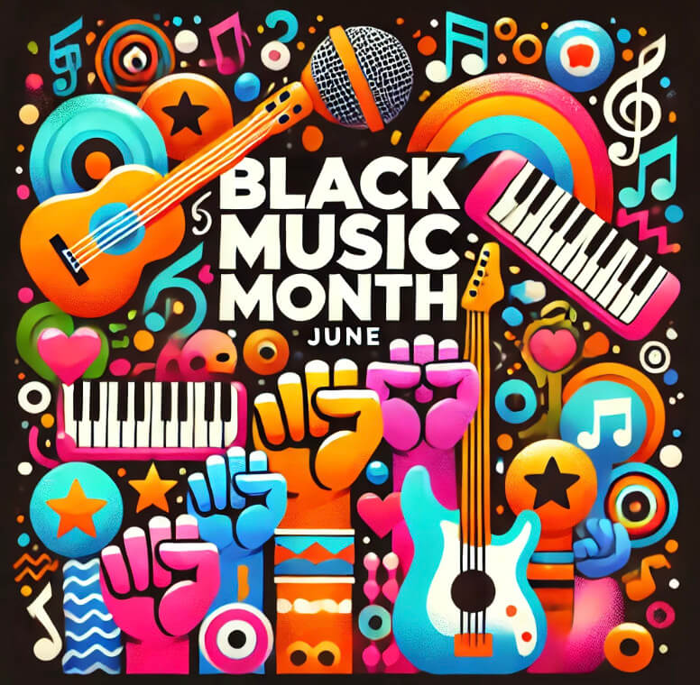 image of musical instruments and Black Music Month
