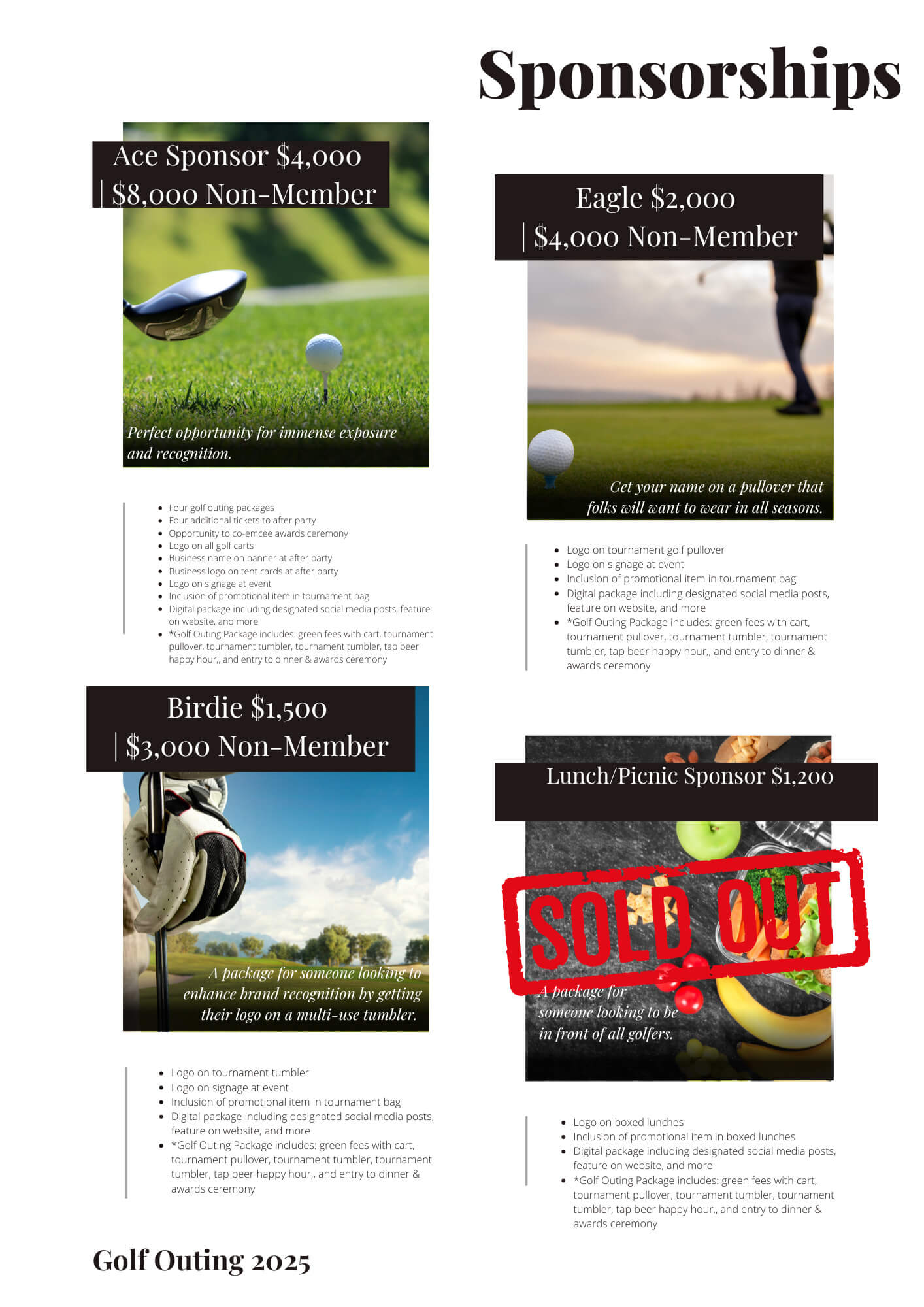 Golf Outing Sponsorship Packet SOLD OUT 2025 Golf Outing Sponsorship Packet SOLD OUT 2025