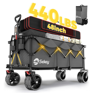 Folding wagon with 440 lb capacity. 48 inches long.