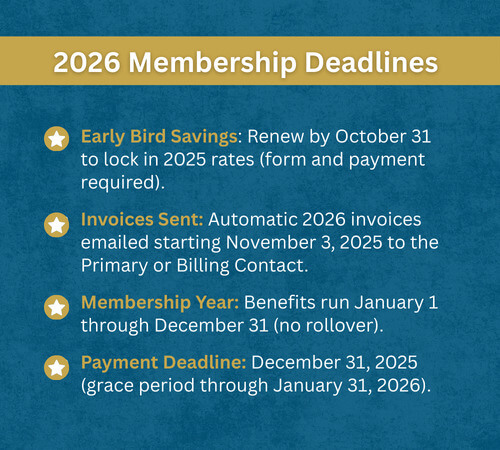 2026 Membership Deadlines