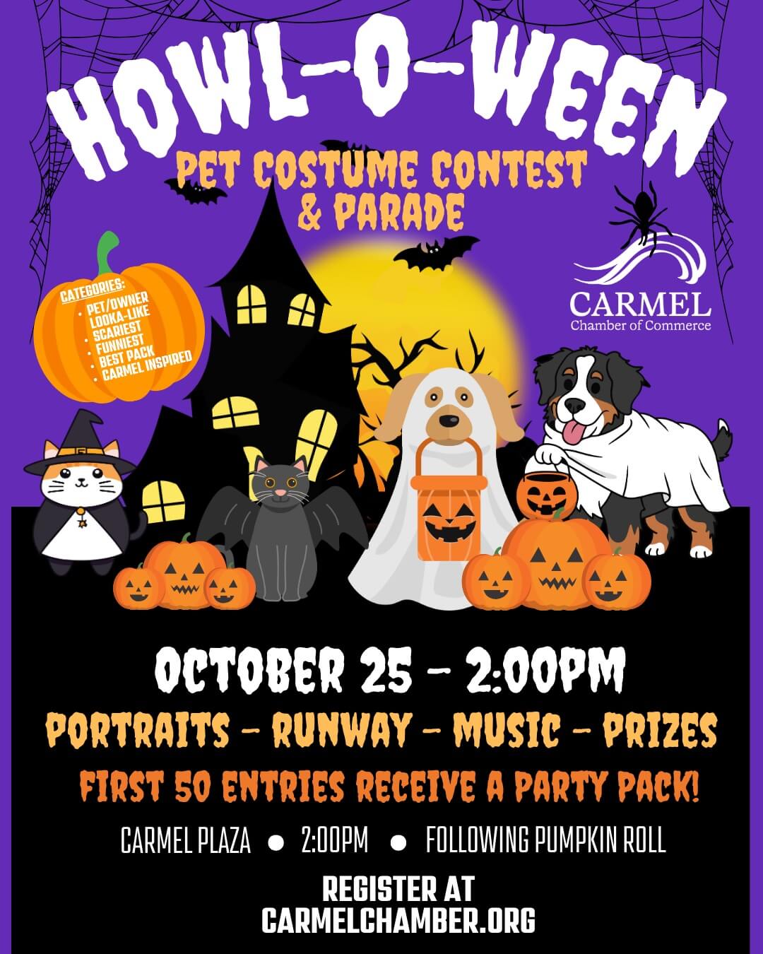Howl-o-ween Costume Contest Flier (Instagram Post (4:5)) - Black and Maroon Illustration Halloween Pet Costume Contest Flyer