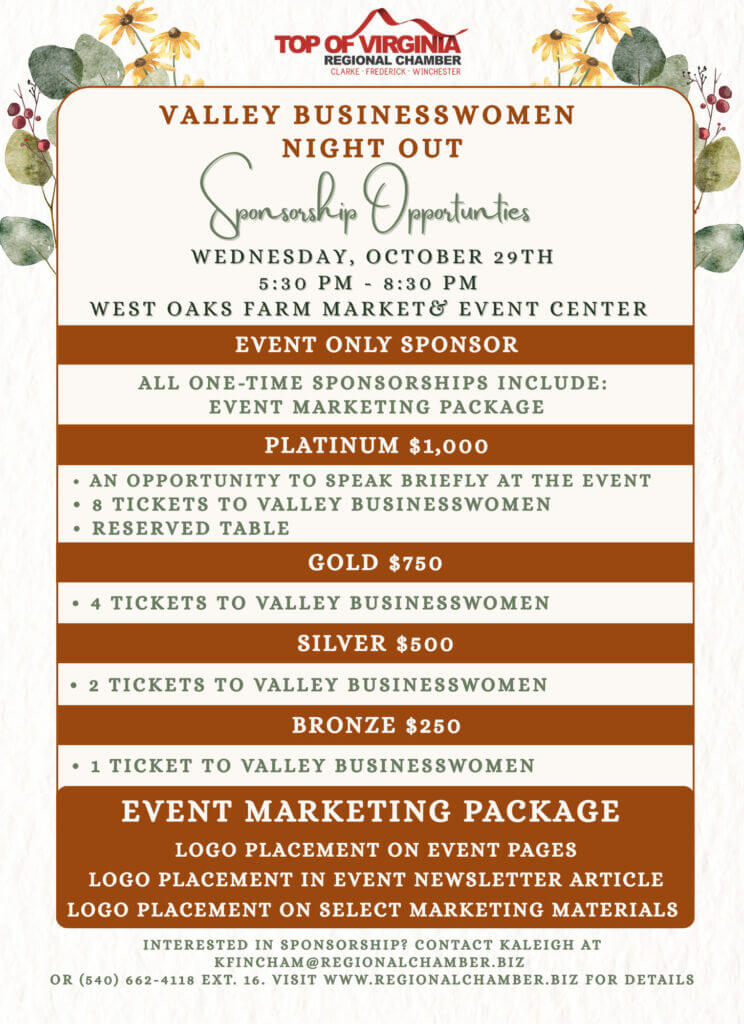 Valley Biz Women - Fall Event - Sponsorships UPDATED