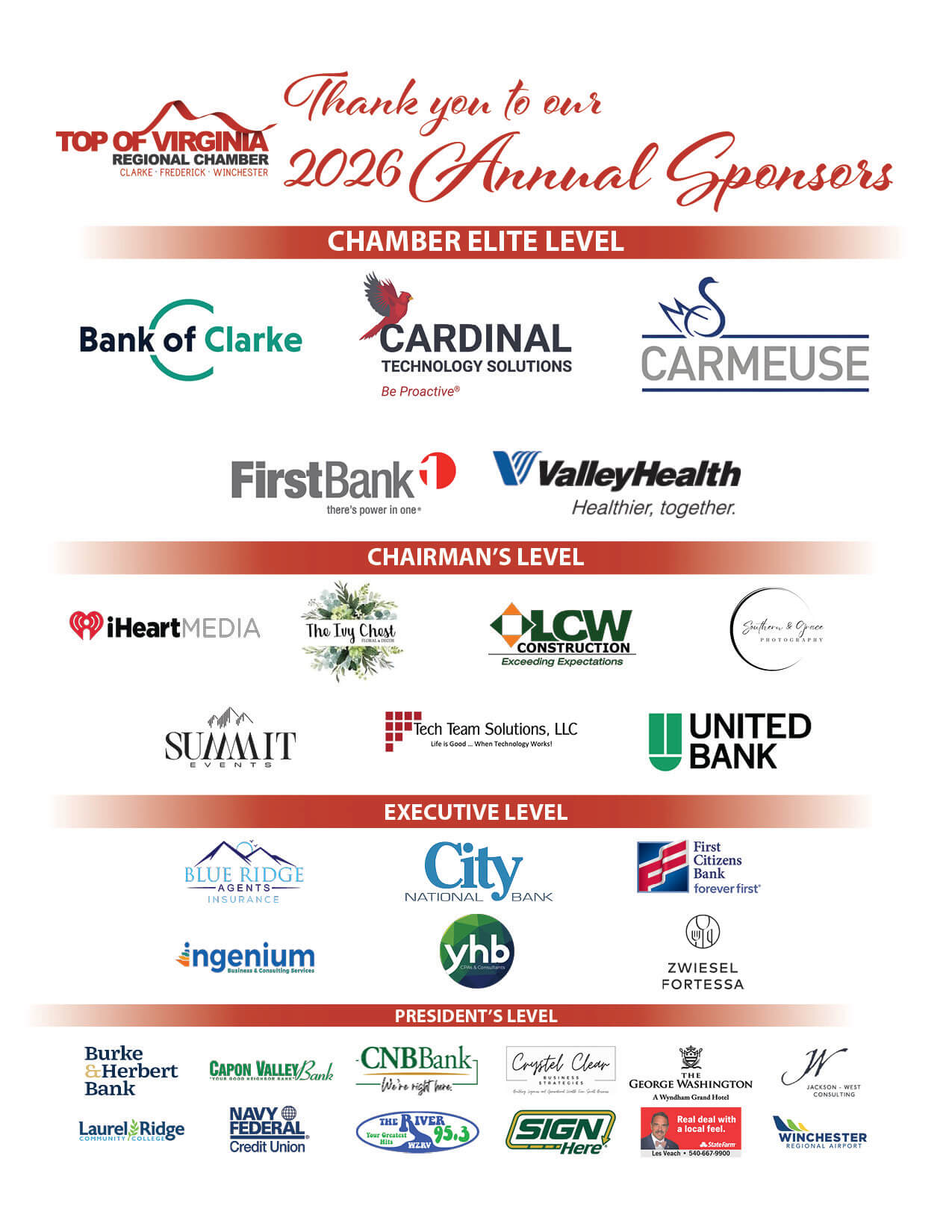 2026 ANNUAL SPONSORS - Updated 1-8