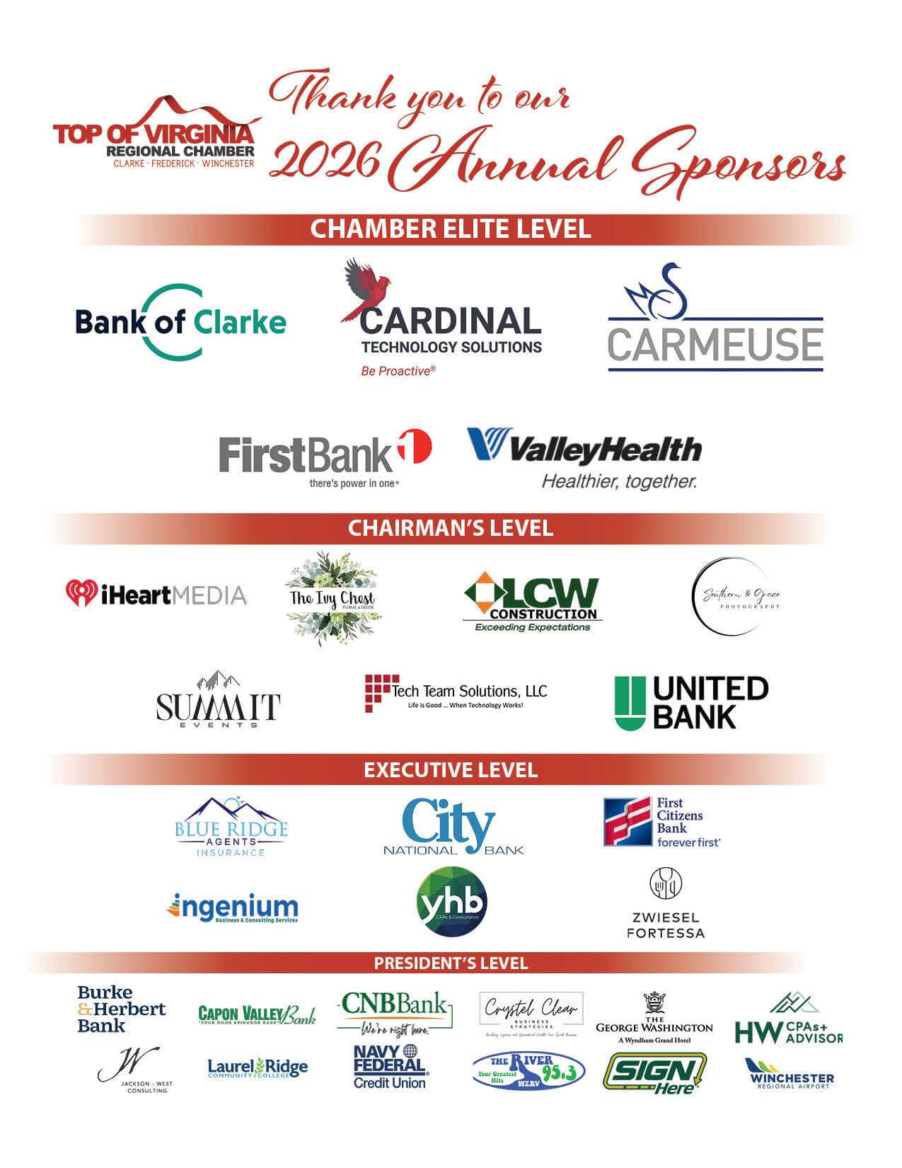 2026 ANNUAL SPONSORS - Updated 3-17