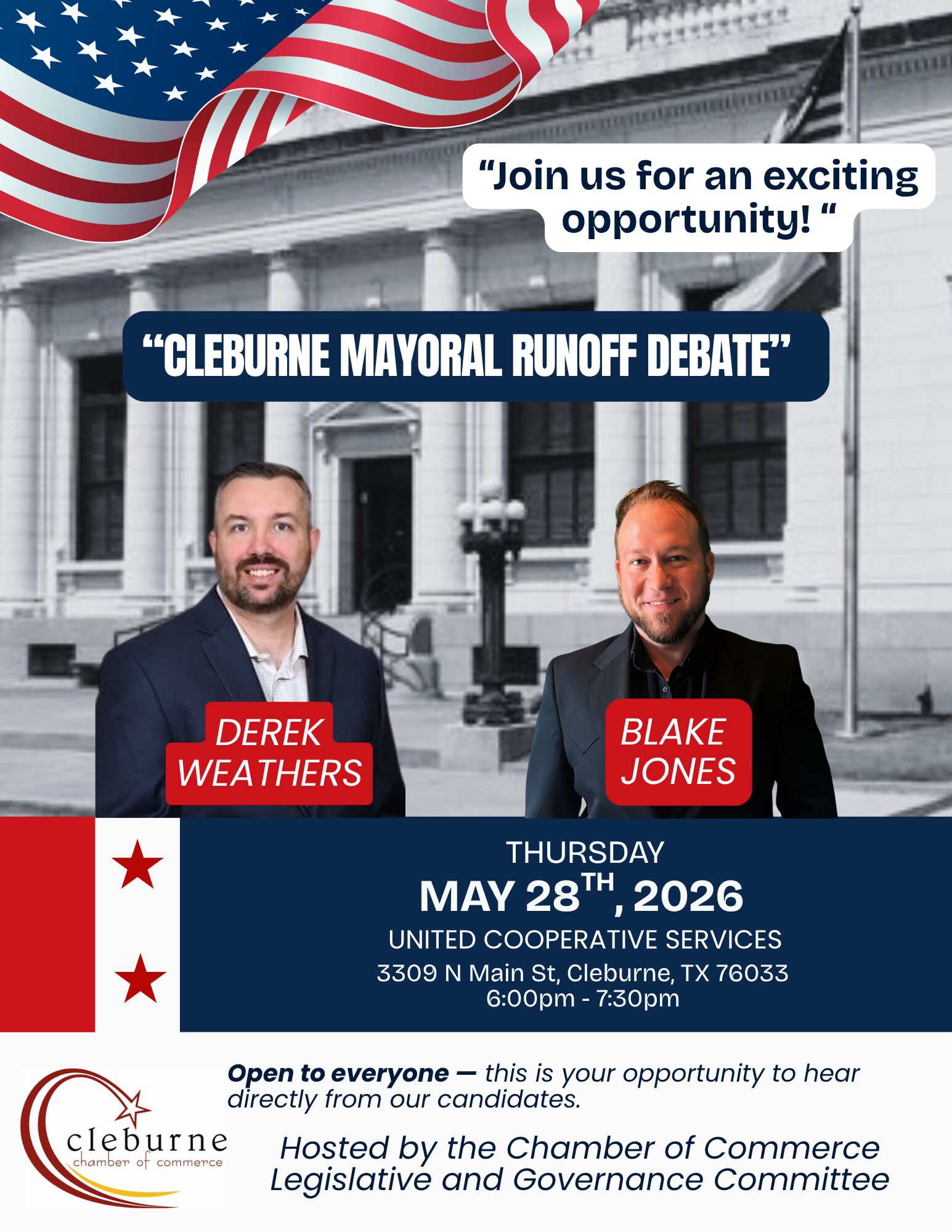 Cleburne Mayoral Runoff Debate Flyer