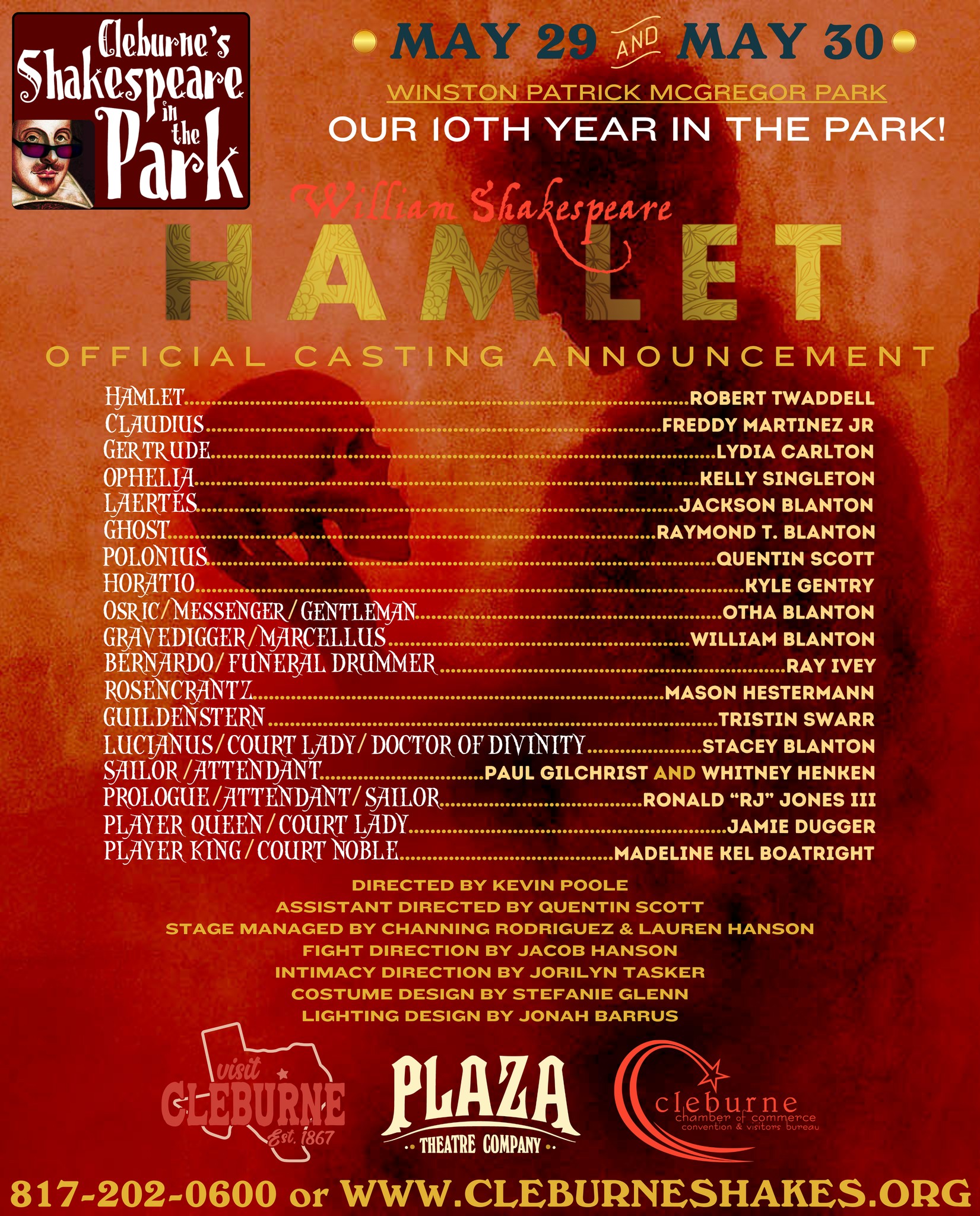 Shakespeare in the Park - May 29th &amp; 30th, 2026