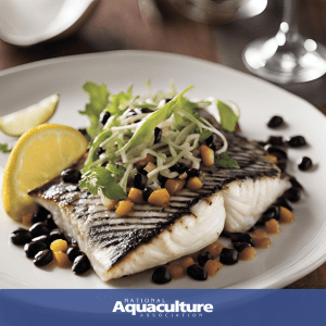 Broiled U.S. Farm-Raised Hybrid Striped Bass with Black Beans