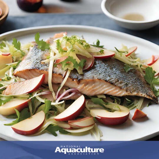 Seared rainbow trout apple fennel salad