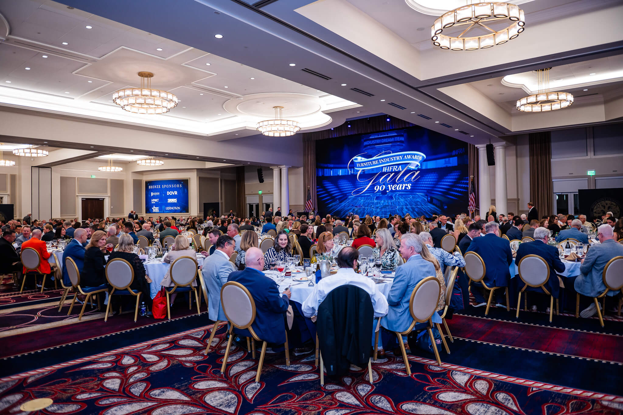 Photo of people sitting around tables at Furniture Industry Awards Gala