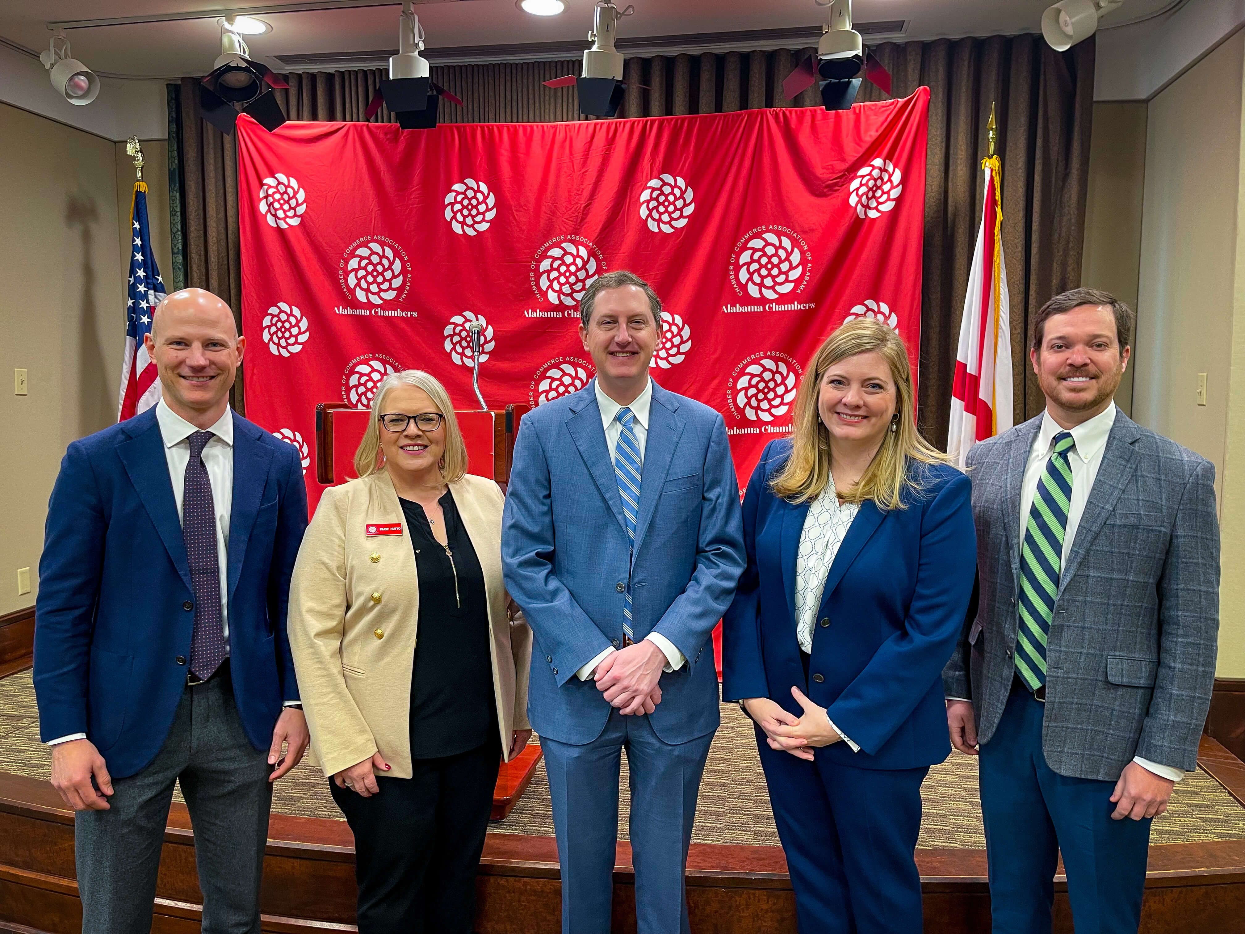 Pictured L-R: Mark Colson - Alabama Trucking Assoc., Paige Hutto - Alabama Chambers, Clay Scofield - Business Council of Alabama, Meredith Drennen - Homewood Chamber, Brince Manning, US Chamber