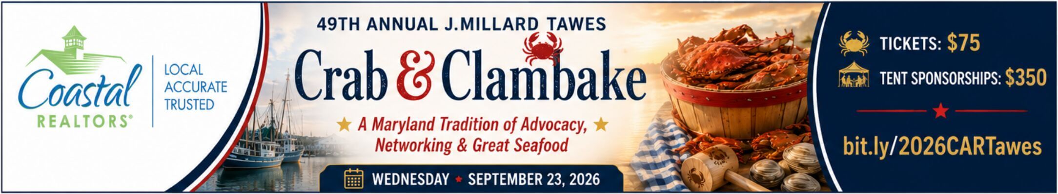 2026 49th Annual Tawes Crab & Clam Bake Registration Graphic