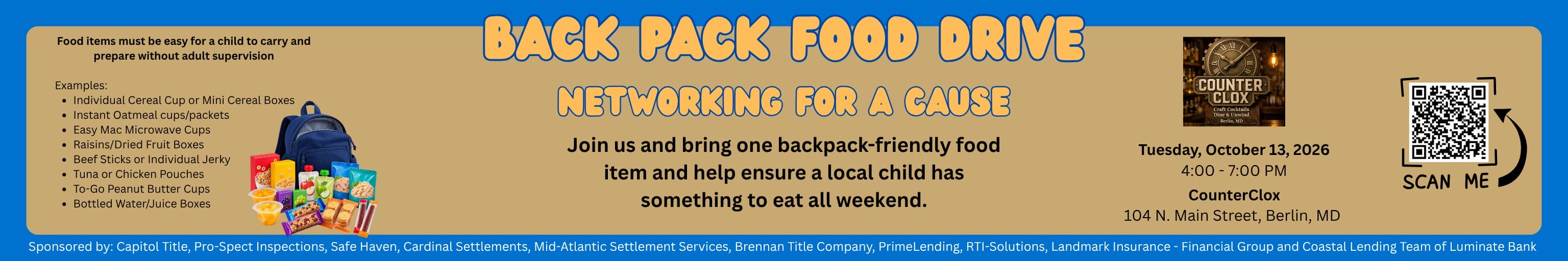 Backpack Food Drive Graphic