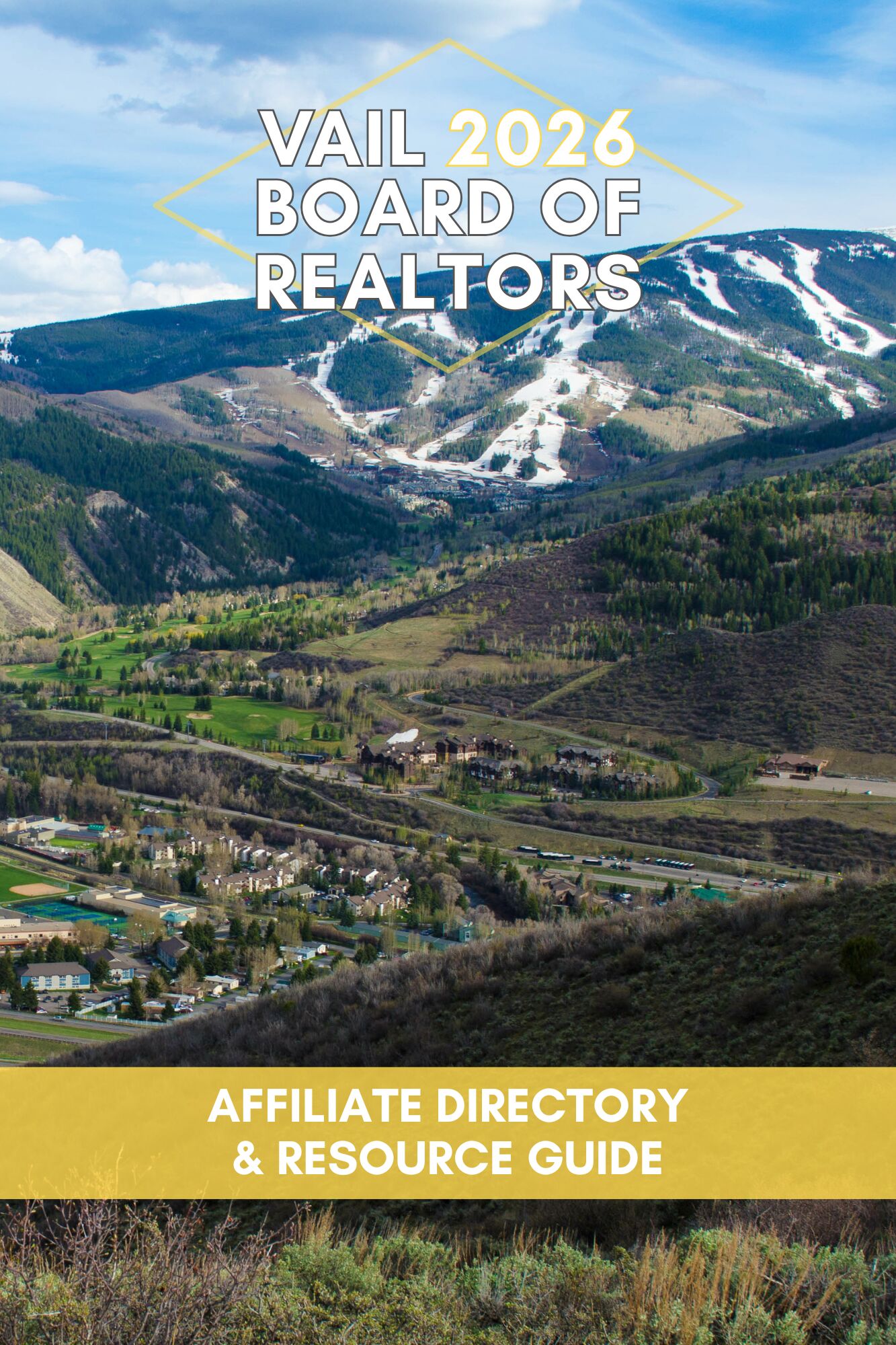 Cover of VBR's Affiliate Directory showing a view of Avon from ridge above the town.