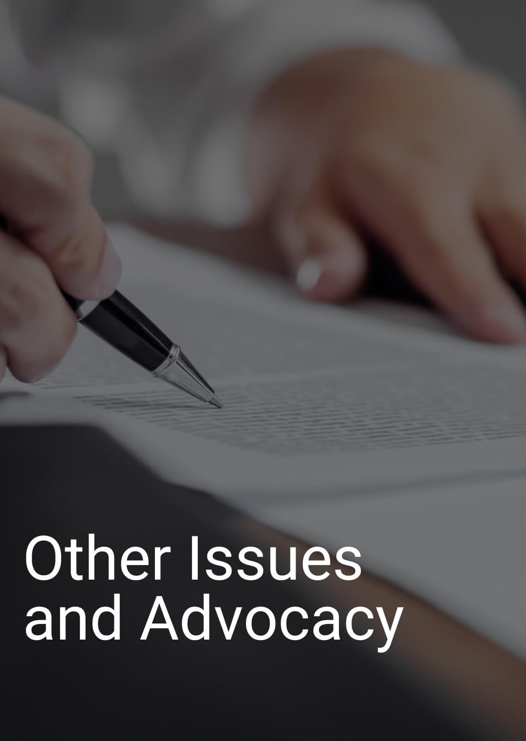 Other Issues and Advocacy