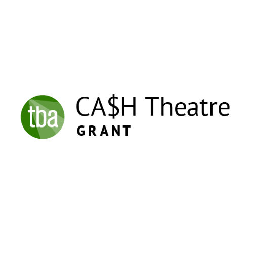 Cash Grant Logo. A green circle with lower case white lettering that says tba. On the right are the words Cash Theatre where cash is spelled with $ instead of an S. Underneath that is the word Grant in smaller font.