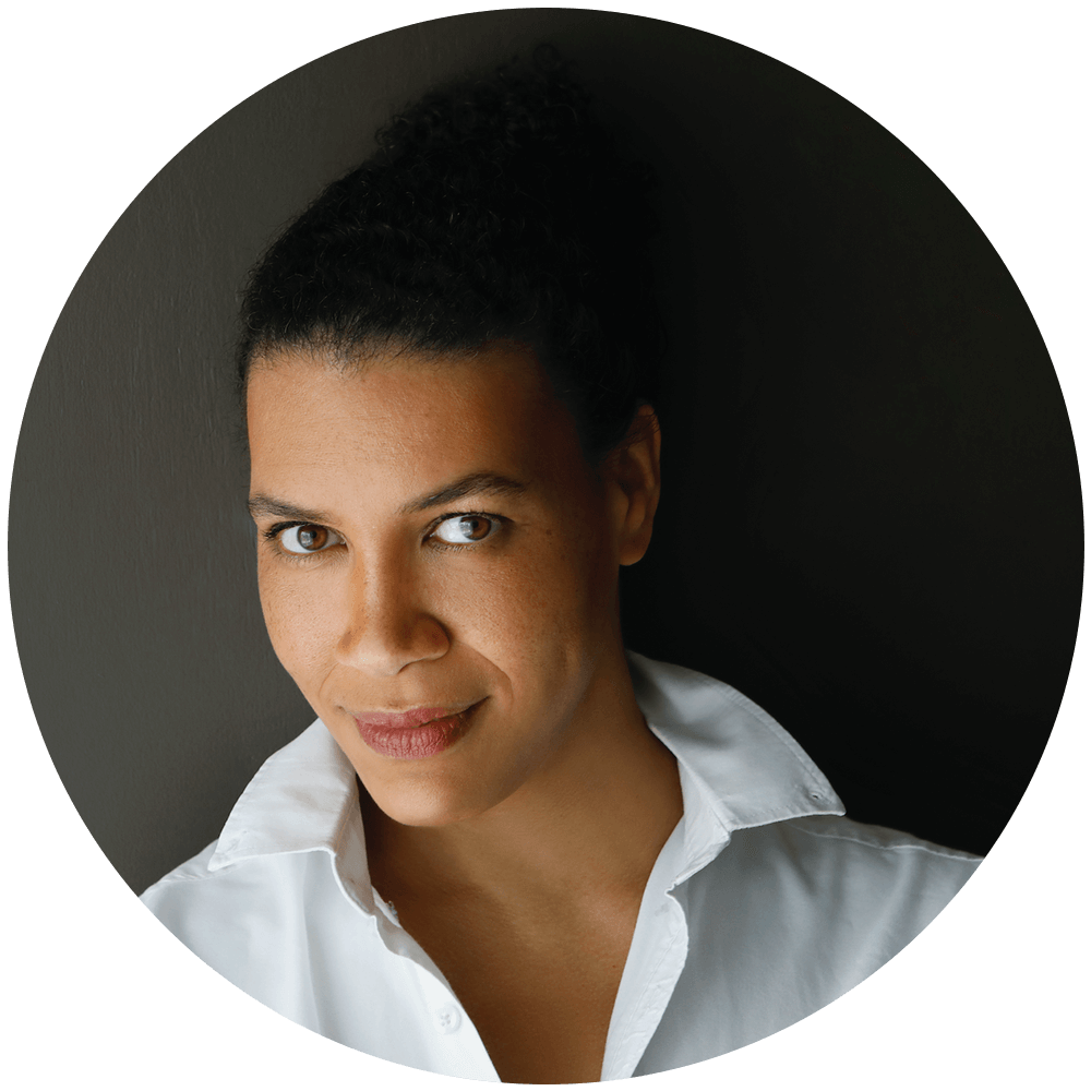 Headshot of female actor wearing white shirt