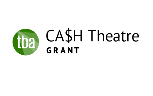 Cash Grant Logo. A green circle with lower case white lettering that says tba. On the right are the words Cash Theatre where cash is spelled with $ instead of an S. Underneath that is the word Grant in smaller font.