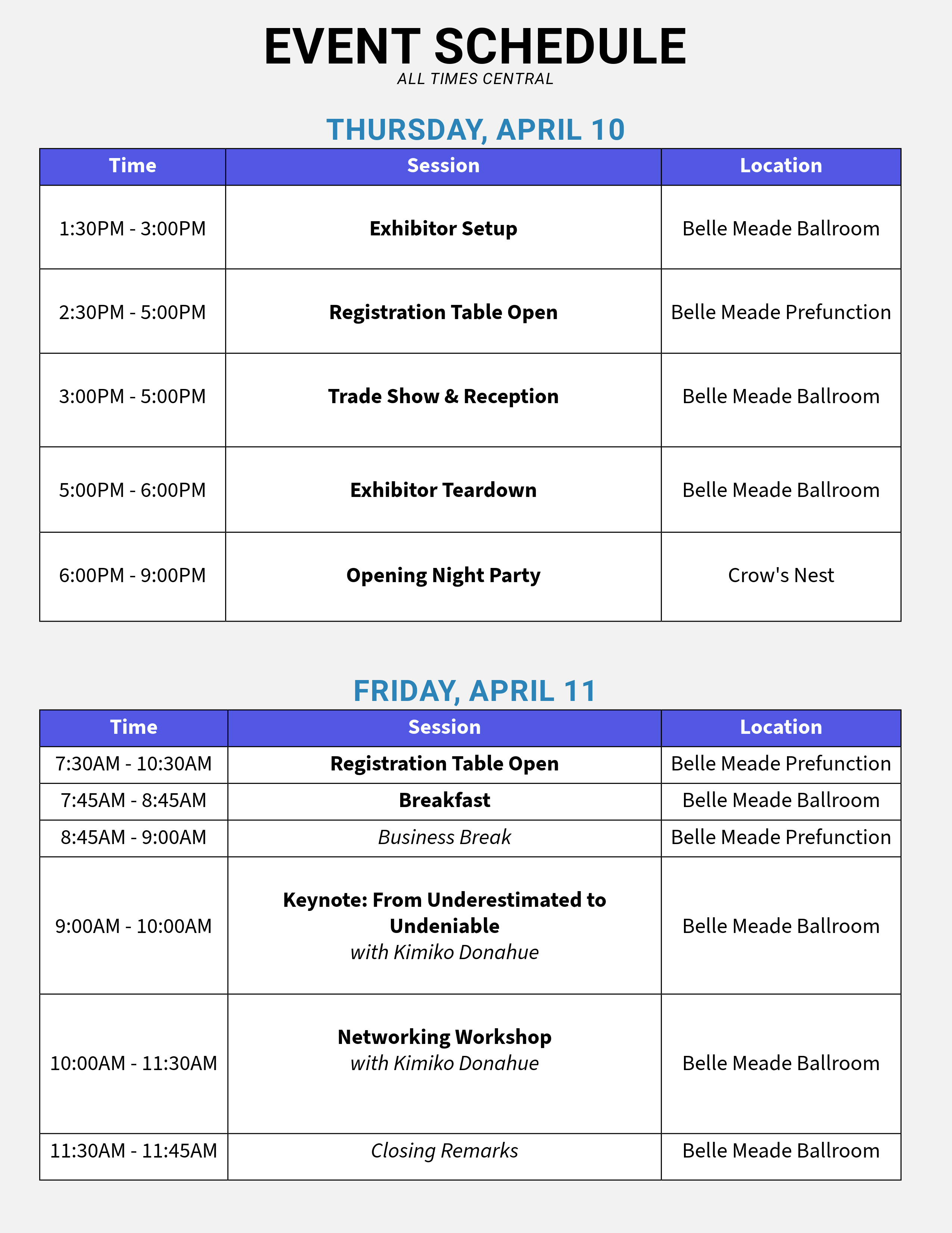 Program Guide Schedule