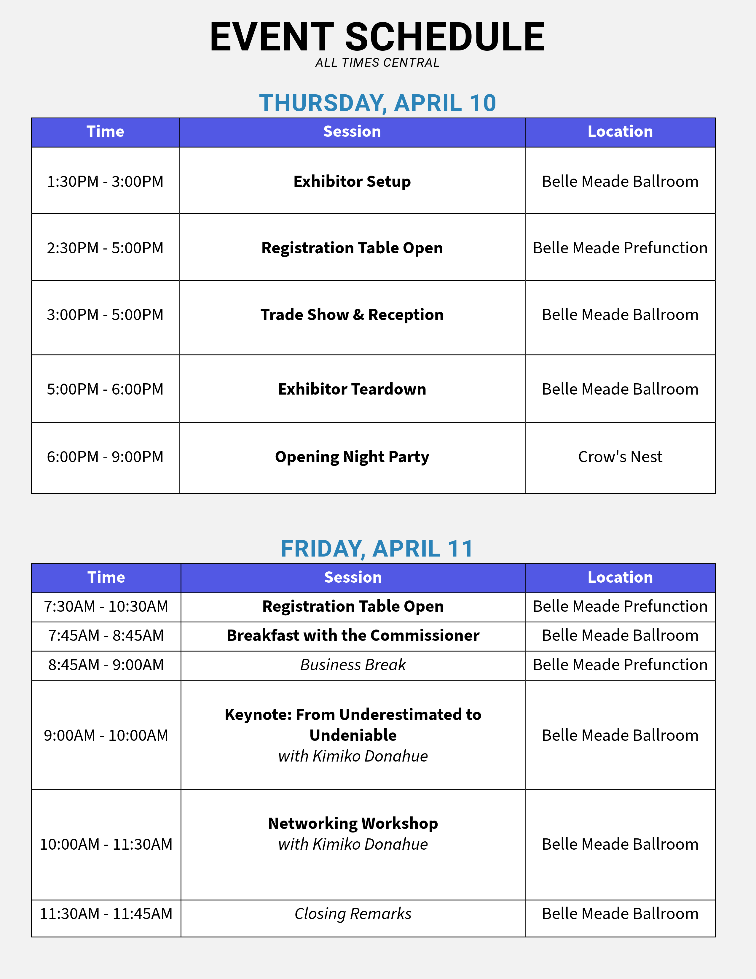 Schedule - Updated