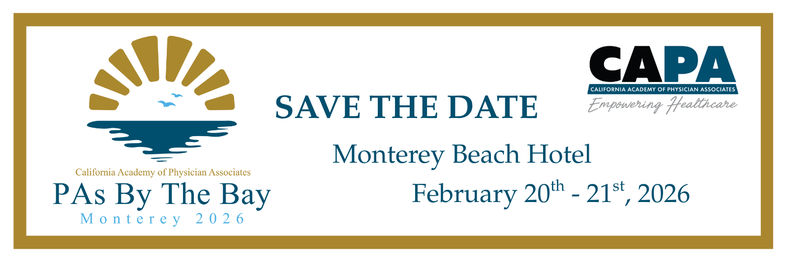 Announcing PAs By The Bay event in Monterey in February, 2026