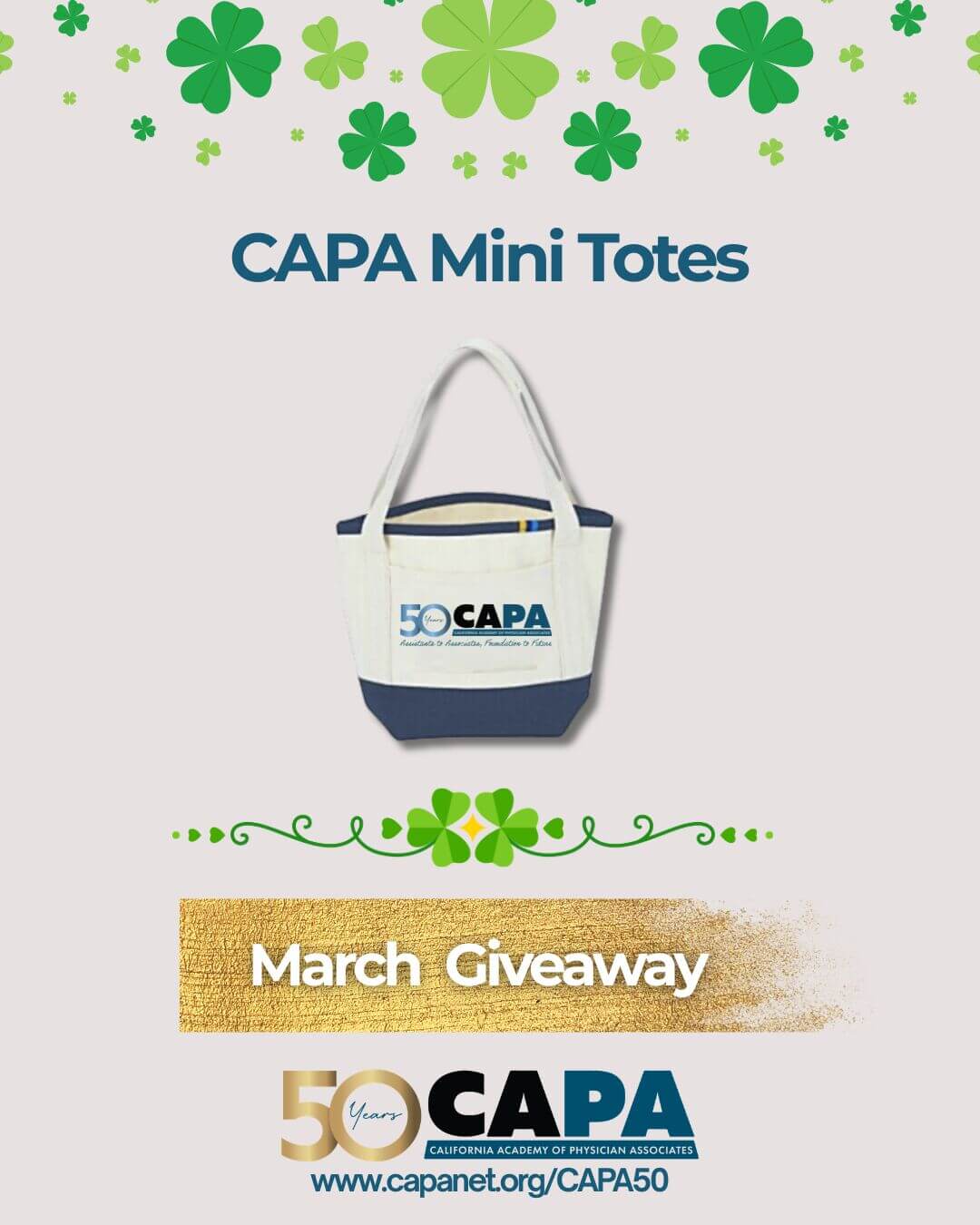March's Member Giveaway prize includes CAPA Mini Totes for 3 winners
