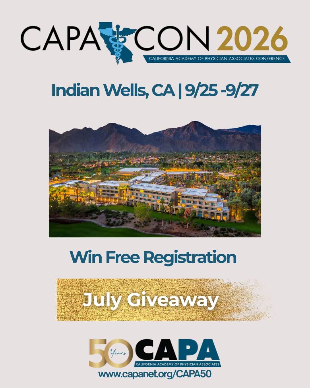 July Giveaway prize: Free registration to CAPACon 2026