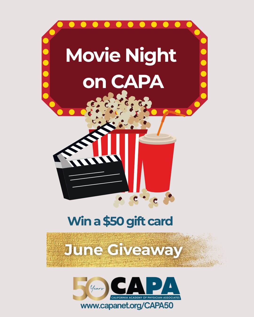 June Member Giveaway - 3 winners will get a $50 movie theater gift card
